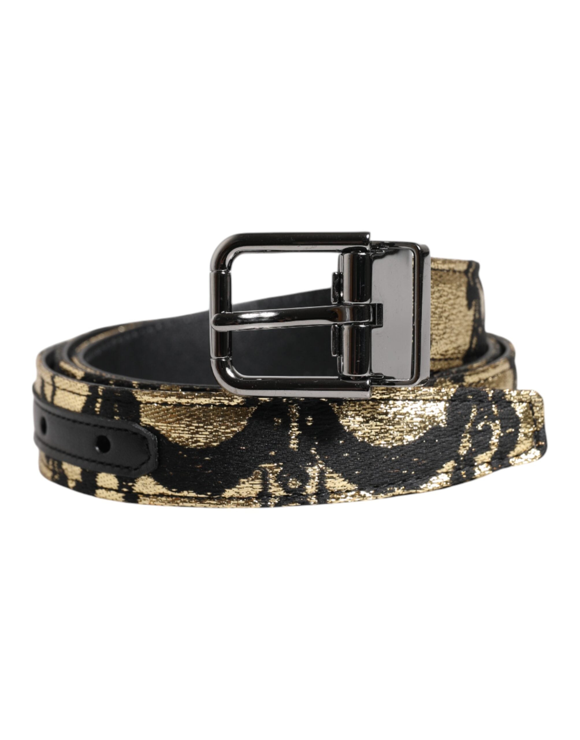 Dolce & Gabbana Multicolor Jacquard Leather Metal Buckle Belt Dolce & Gabbana