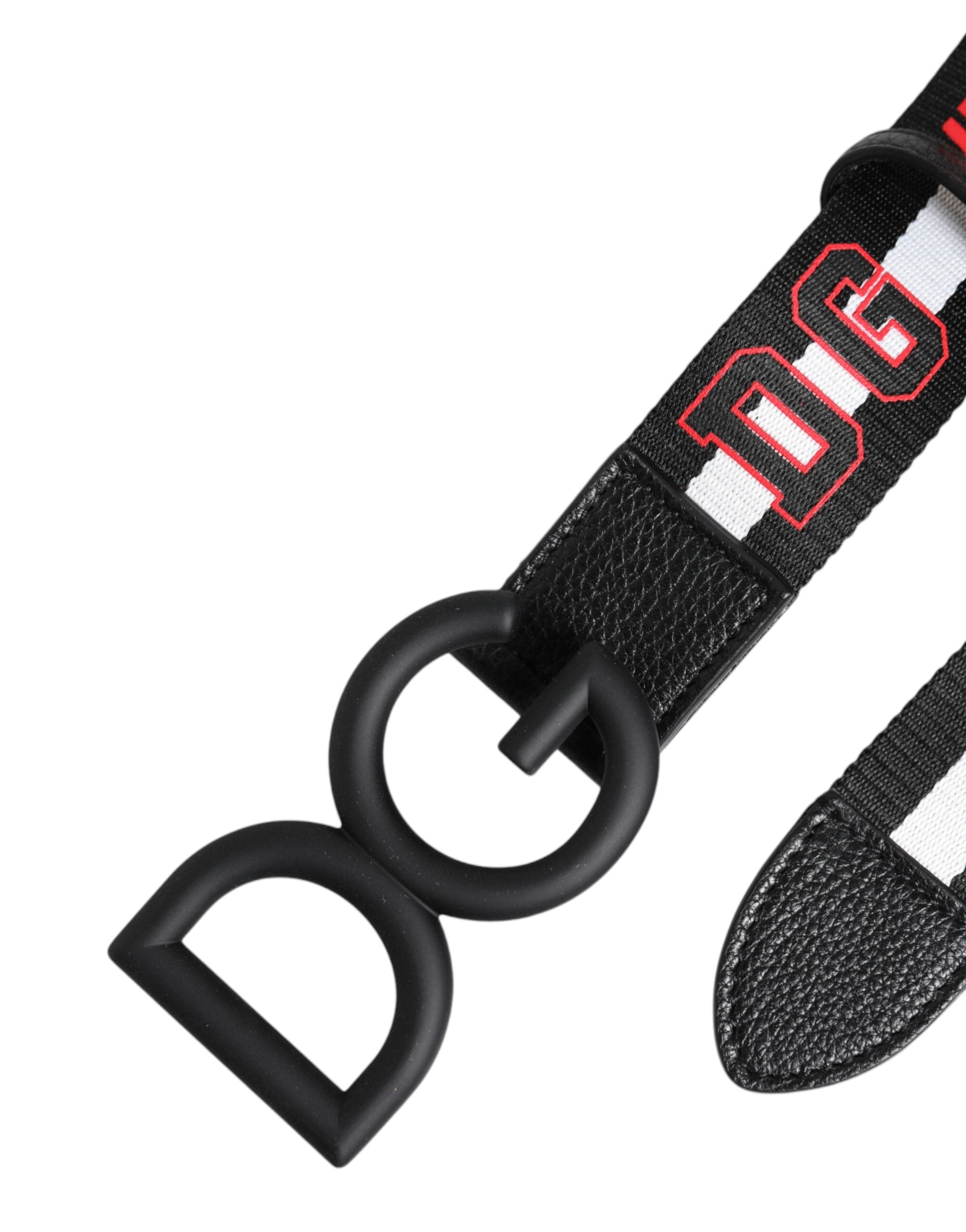 Dolce & Gabbana Black Polyester Logo Print DG Buckle Belt Dolce & Gabbana