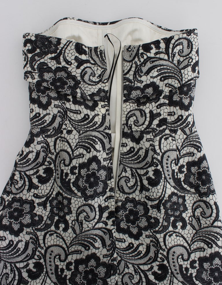 Dolce & Gabbana White Floral Lace Silk Corset Maxi Dress Dolce & Gabbana