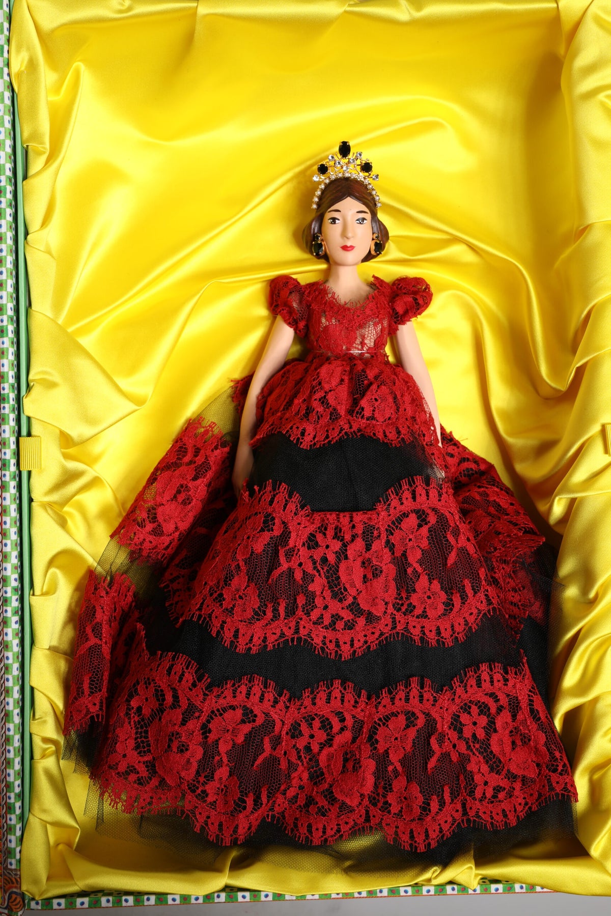 Dolce & Gabbana Red Dress Ceramic Porcelain Fashion Box Leather Sicily Dolls