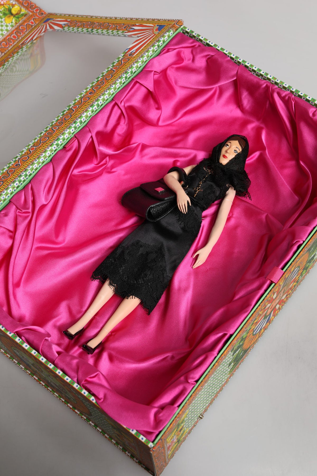Dolce & Gabbana Black Dress Ceramic Porcelain Fashion Leather Sicily Dolls