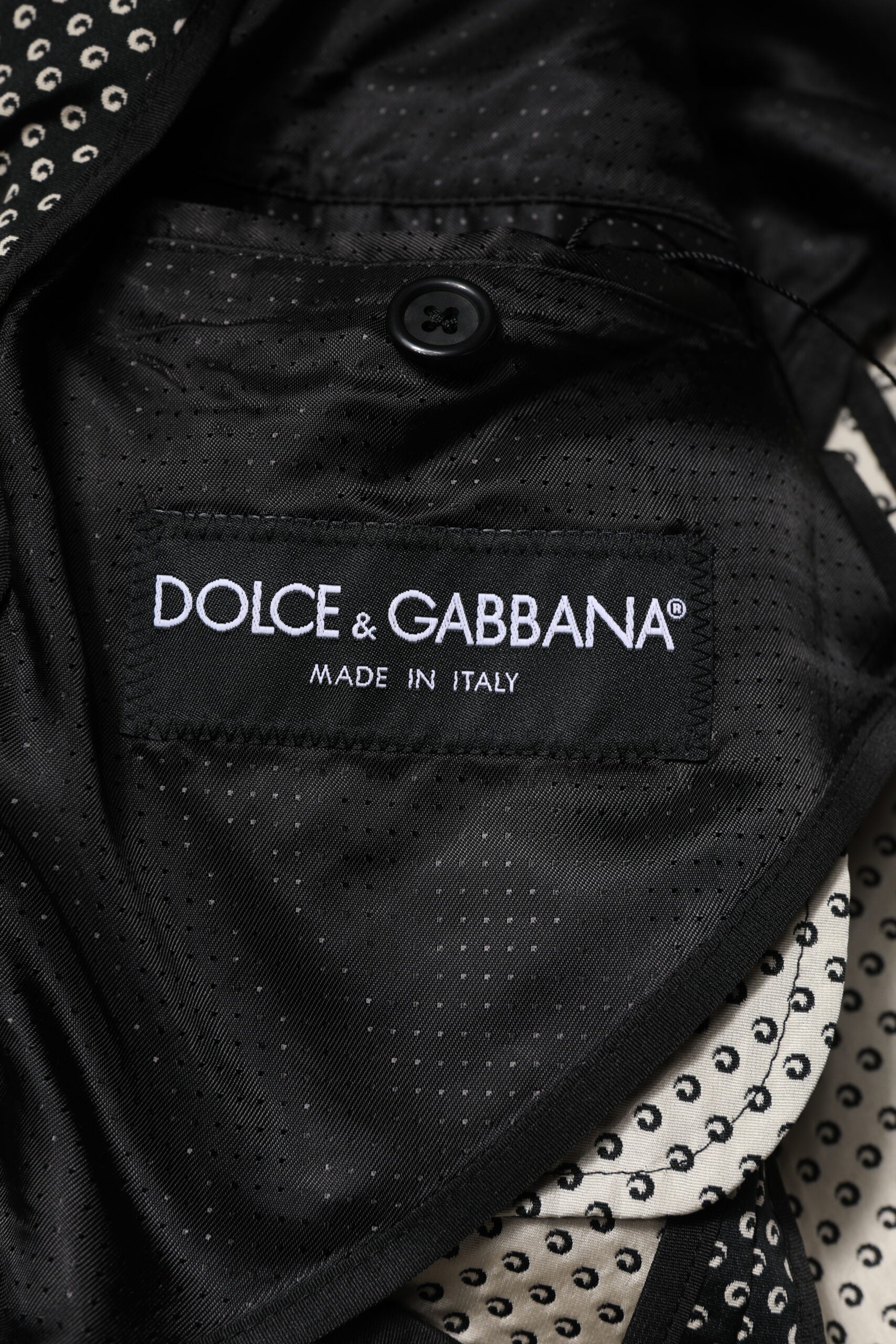 Dolce & Gabbana Black White Patterned Men Suit Coat Blazer Dolce & Gabbana