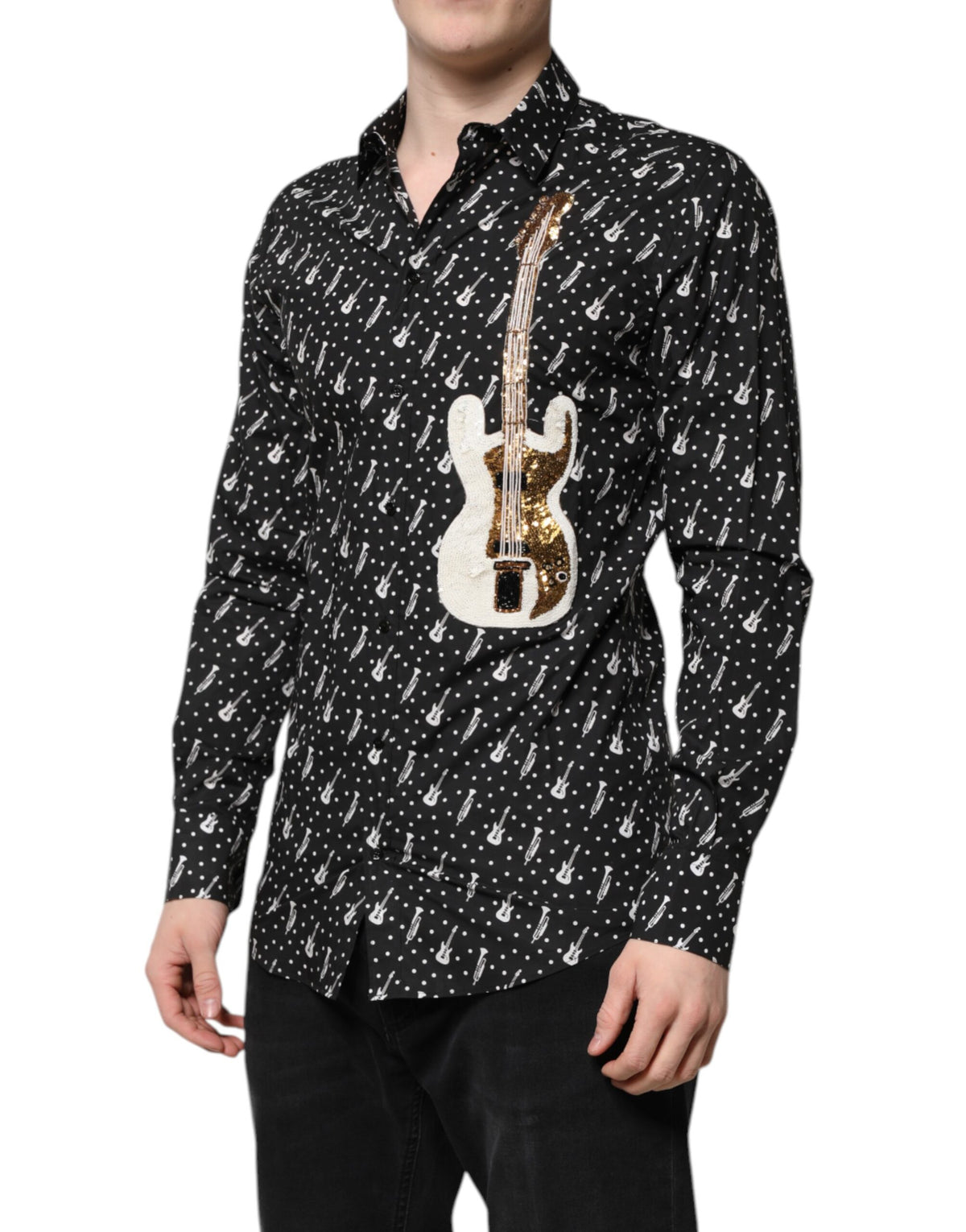 Dolce & Gabbana Black GOLD Instrument Embellished Shirt