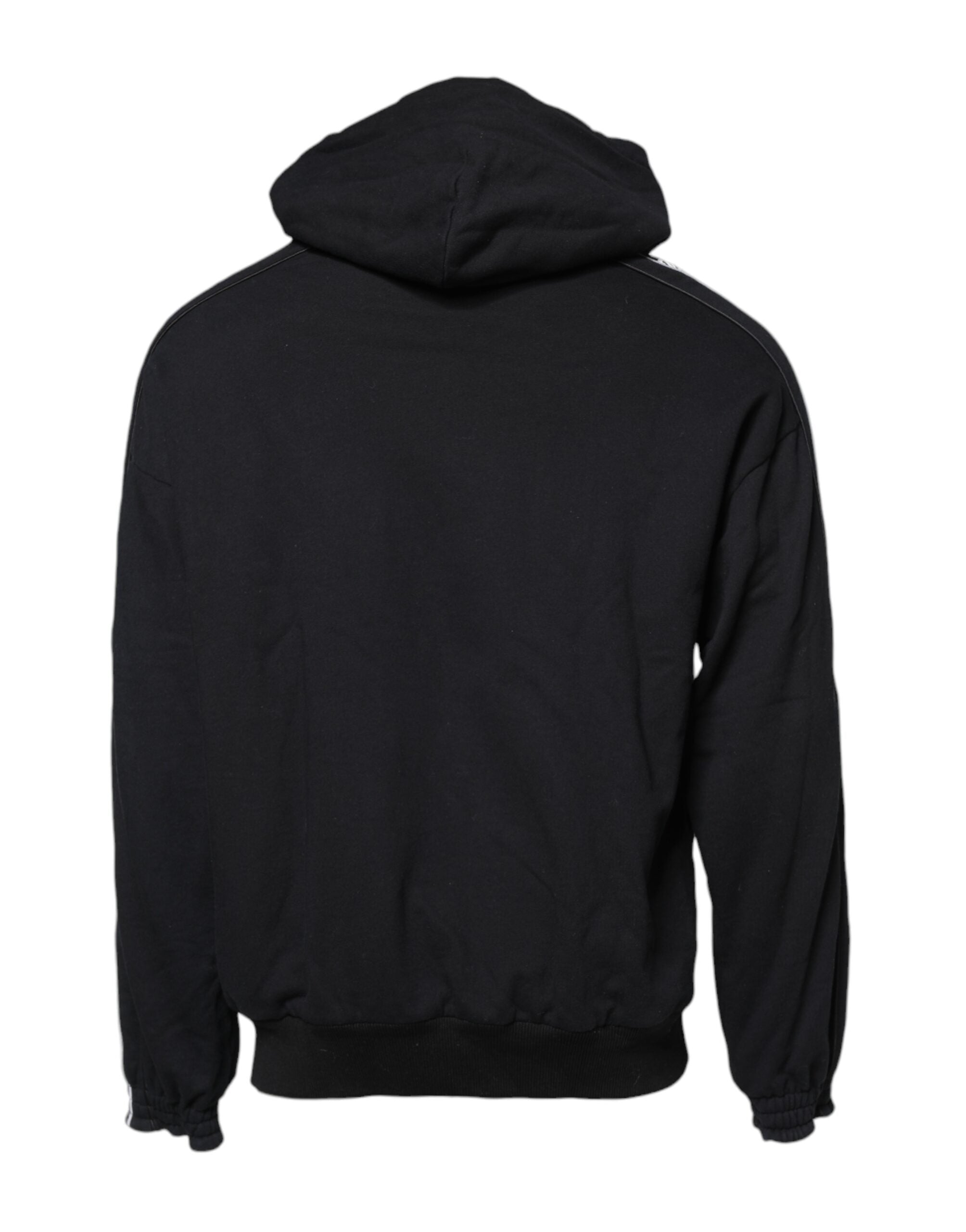 Dolce & Gabbana Black Cotton Logo Hooded Sweatshirt Sweater Dolce & Gabbana