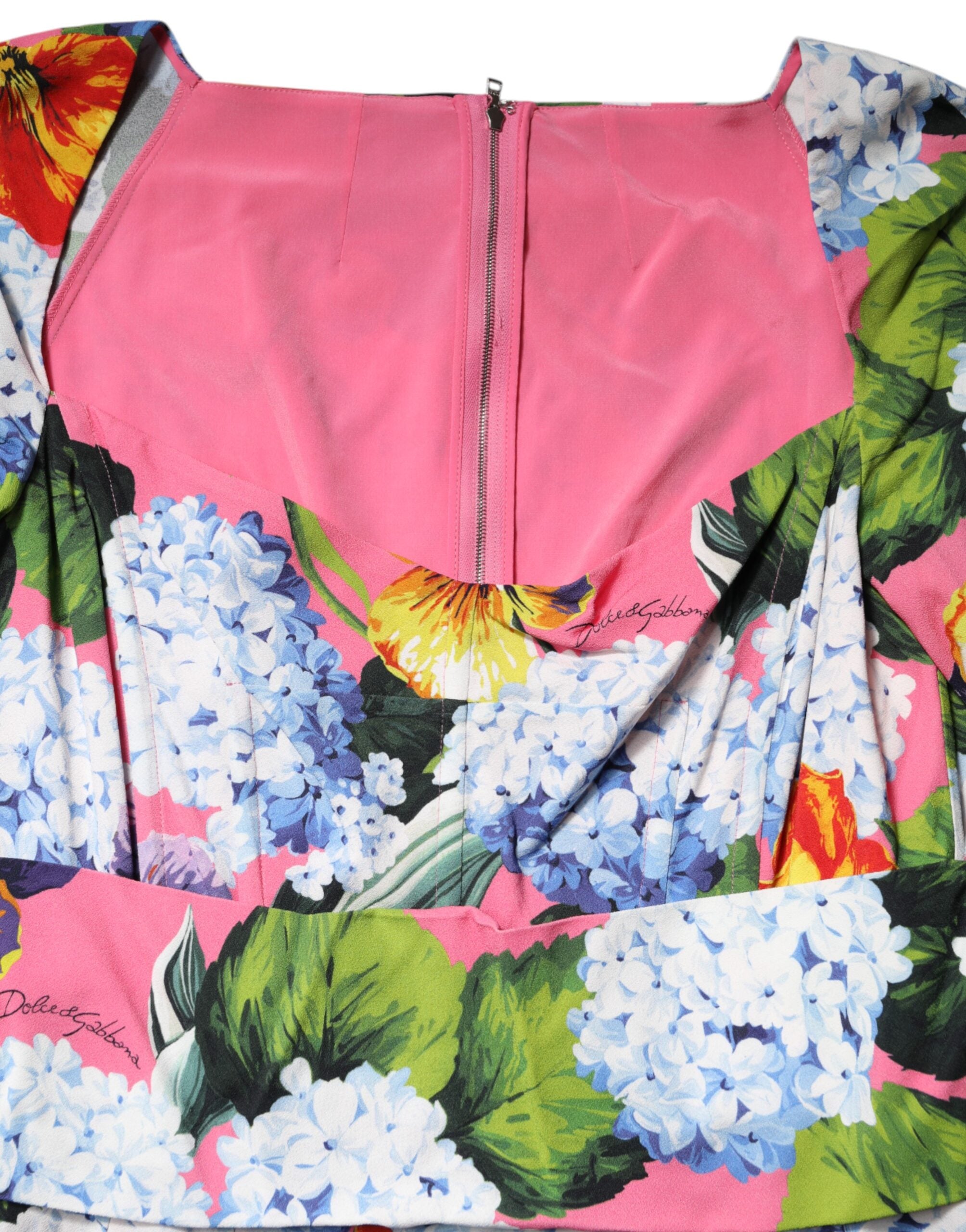 Dolce & Gabbana Multicolor Floral Pleated Sheath Midi Dress Dolce & Gabbana