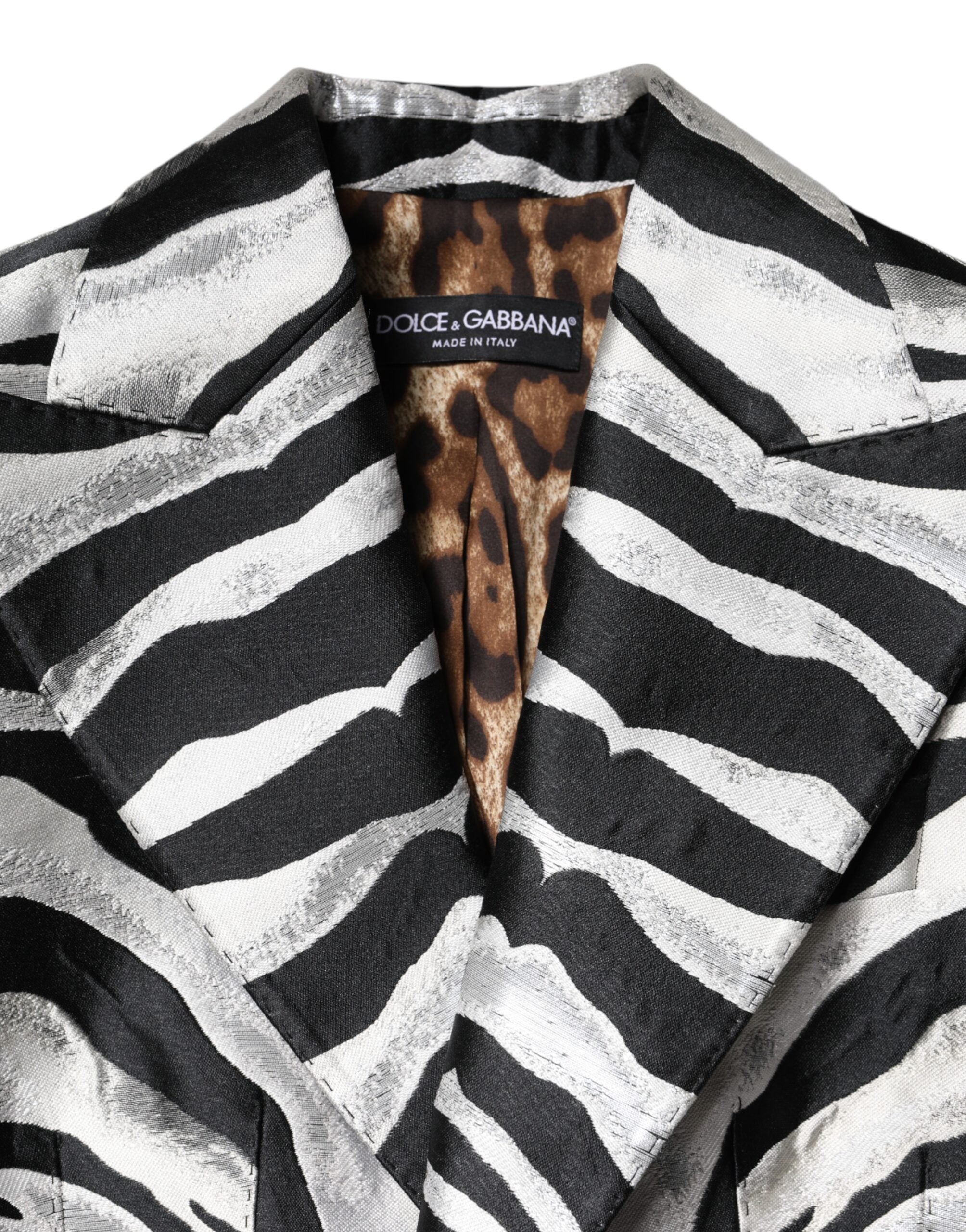 Dolce & Gabbana Black White Polyester Women Blazer Jacket Dolce & Gabbana
