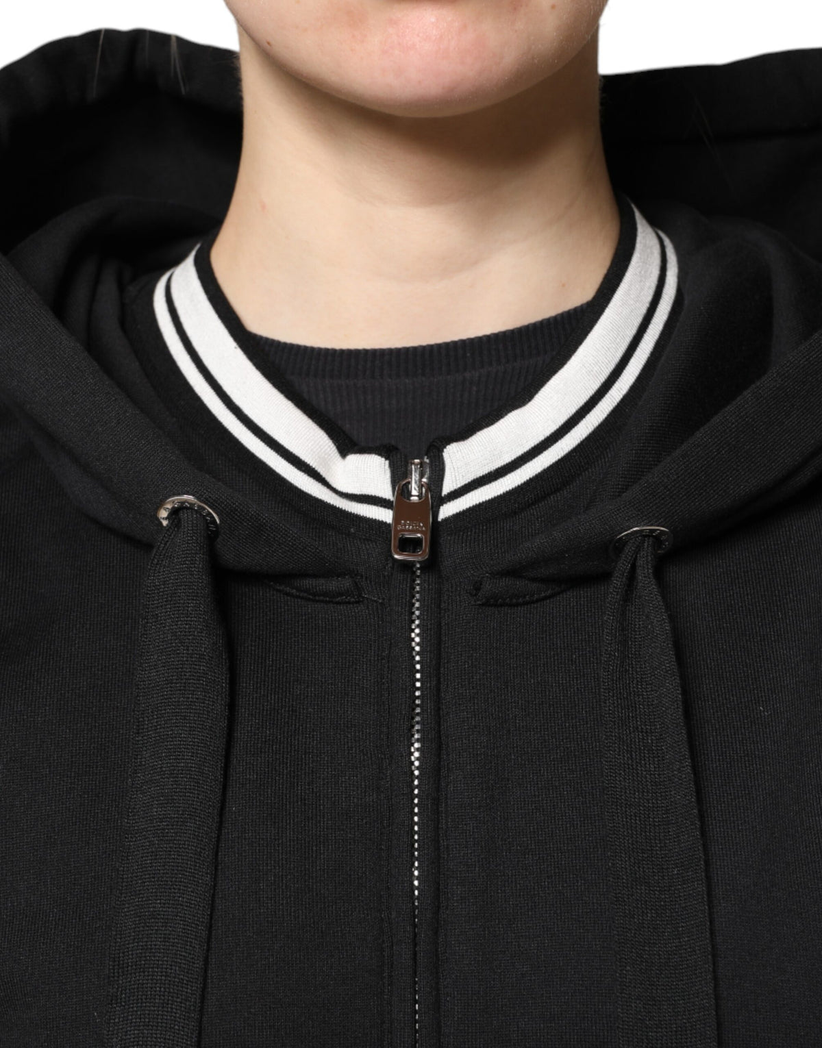 Dolce & Gabbana Black Cotton Hooded Full Zip Sweatshirt Sweater