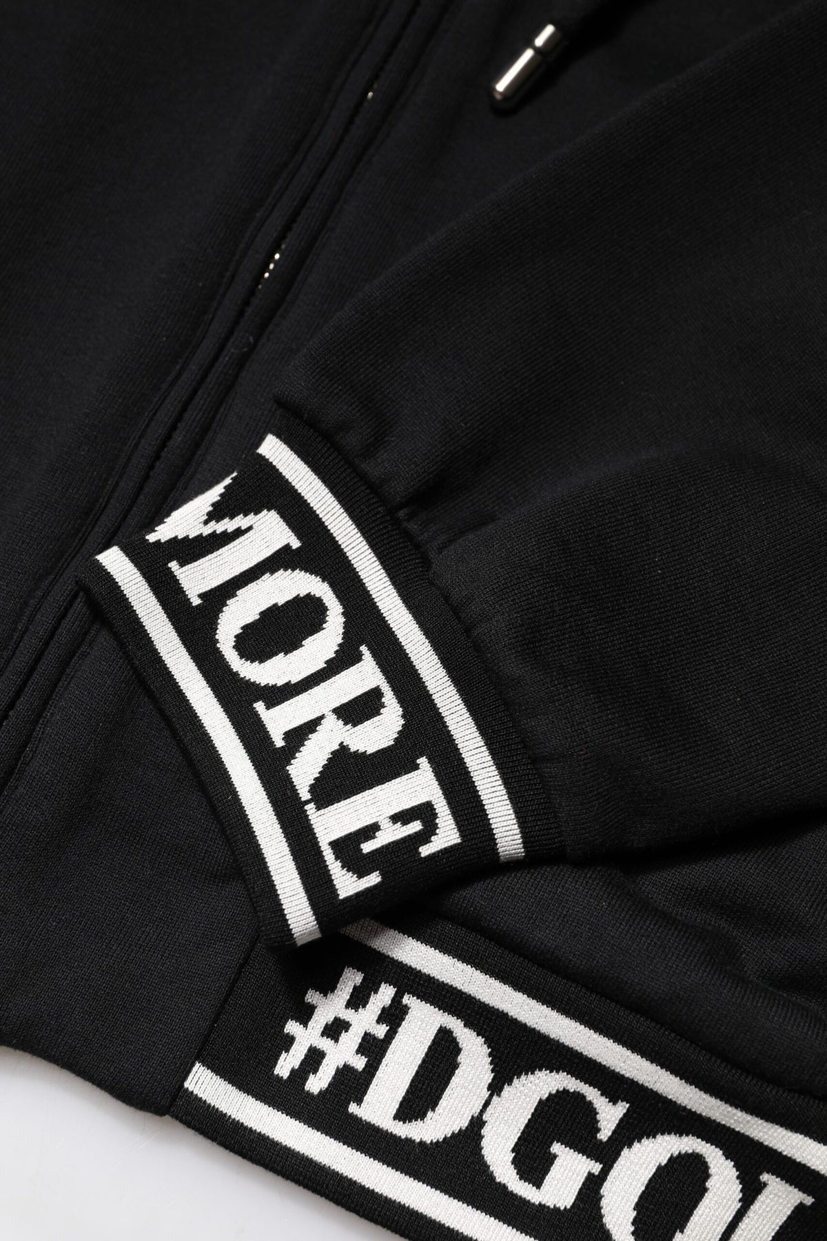 Dolce & Gabbana Black Cotton Hooded Full Zip Sweatshirt Sweater