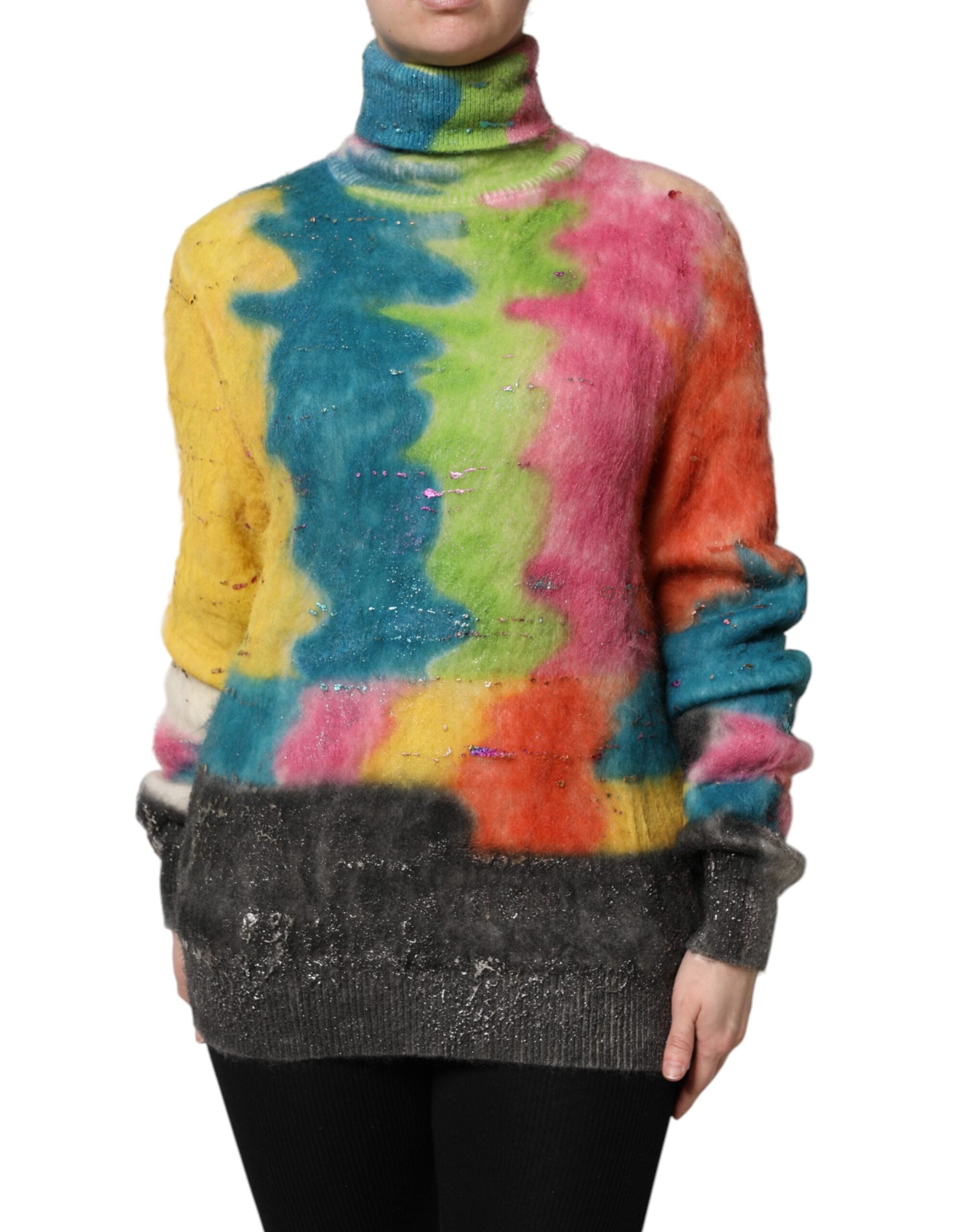 Dolce & Gabbana Multicolor Mohair Turtleneck Pullover Sweater Dolce & Gabbana