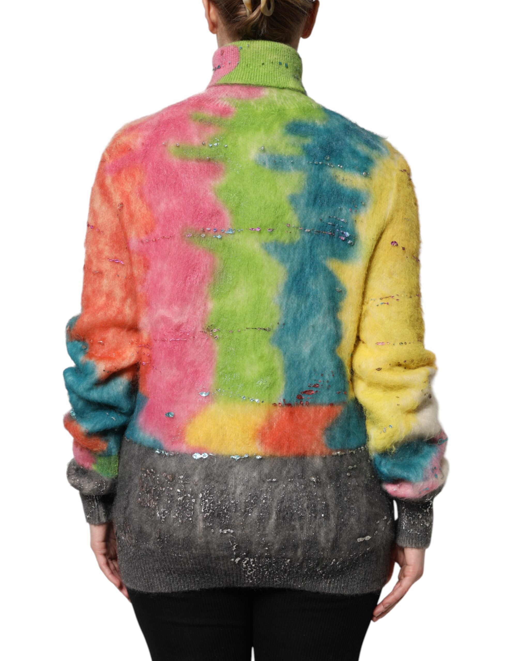Dolce & Gabbana Multicolor Mohair Turtleneck Pullover Sweater Dolce & Gabbana