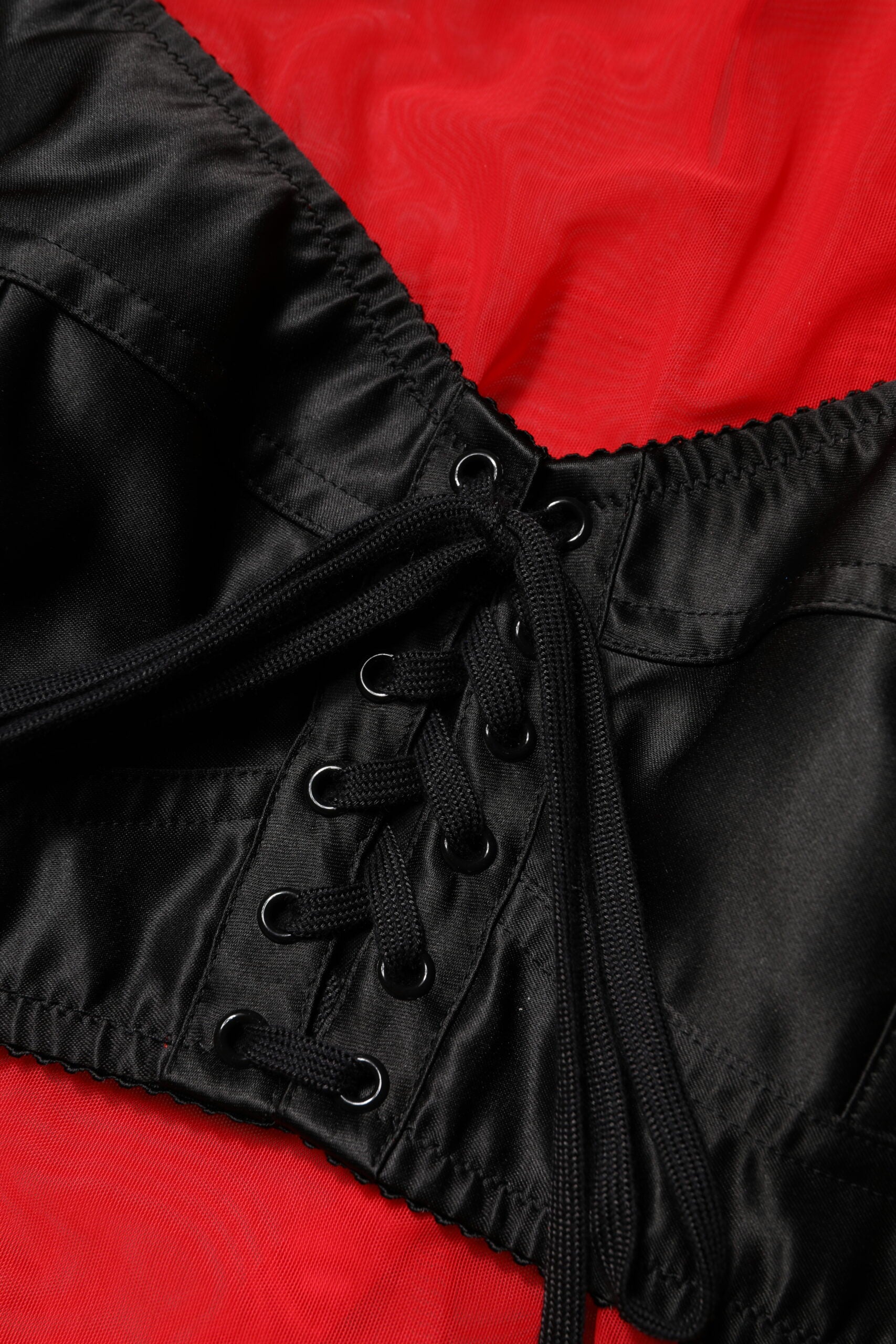 Dolce & Gabbana Red Black Bustier Detailing Long Sleeves Top Dolce & Gabbana