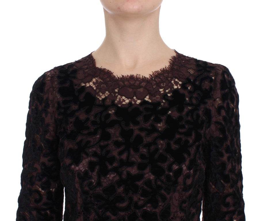 Dolce & Gabbana Purple Floral Lace Ricamo Maxi Dress Dolce & Gabbana