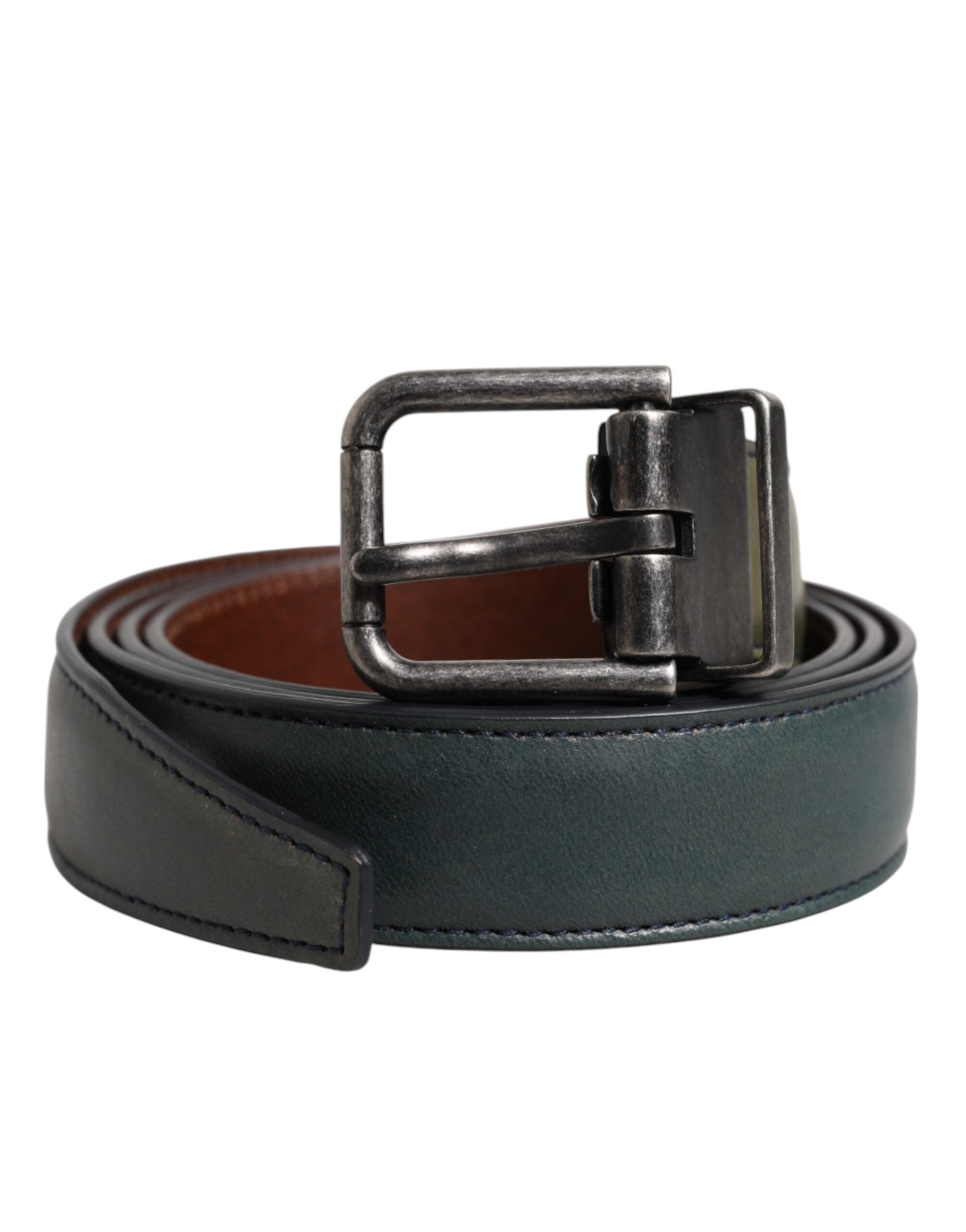 Dolce & Gabbana Green Classic Leather Metal Buckle Belt Dolce & Gabbana