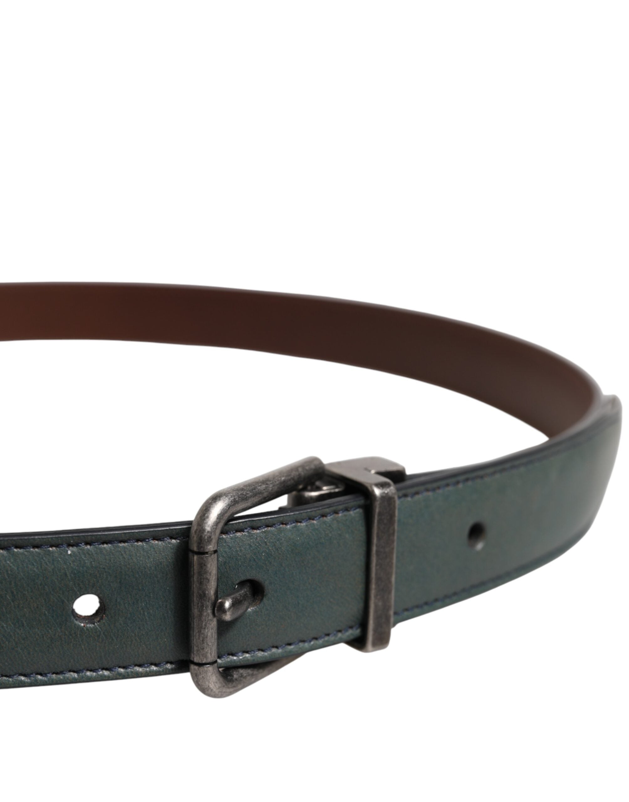Dolce & Gabbana Green Classic Leather Metal Buckle Belt Dolce & Gabbana