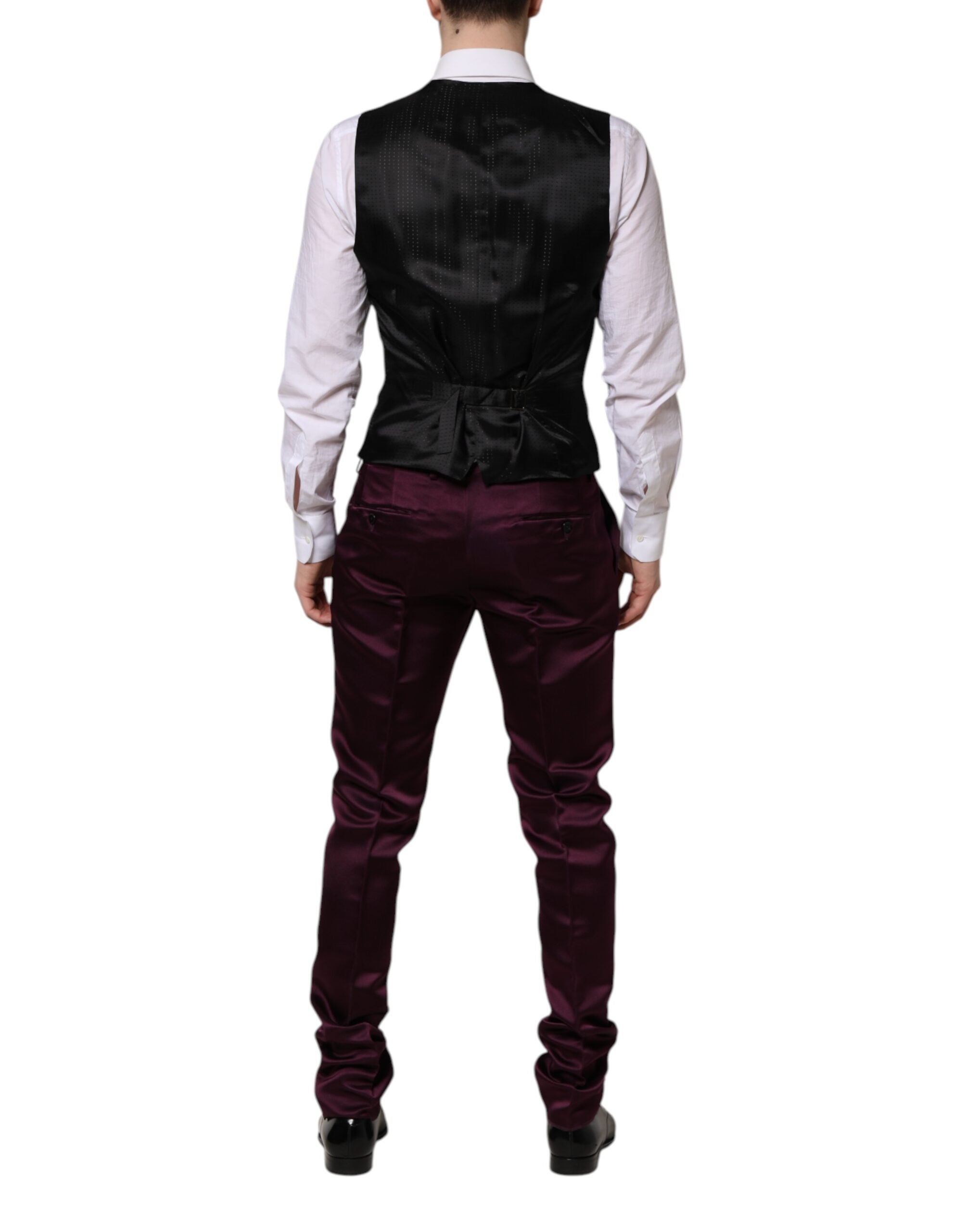 Dolce & Gabbana Dark Purple Silk 3Piece Single Breasted Suit Dolce & Gabbana