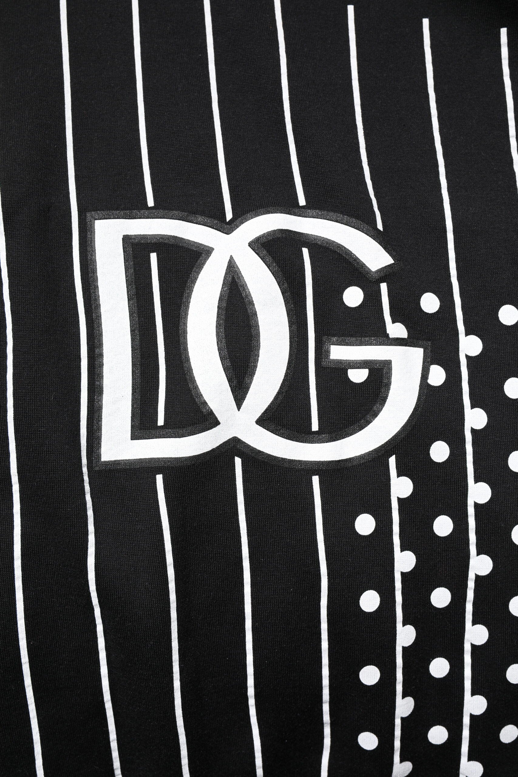 Dolce & Gabbana Black White Stripe Hooded Sweatshirt Sweater Dolce & Gabbana
