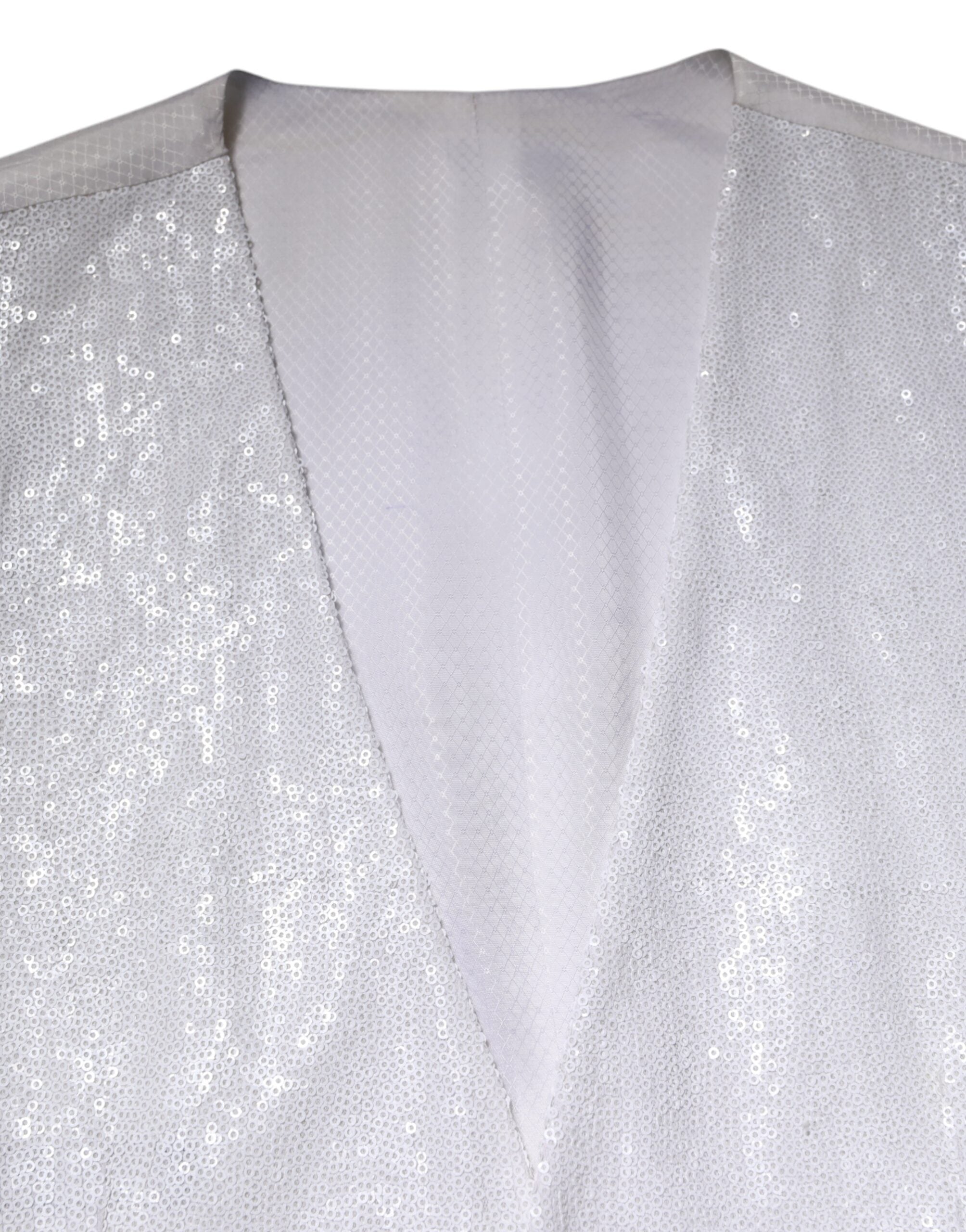 Dolce & Gabbana White Sequined Dress Formal Waistcoat Vest Dolce & Gabbana