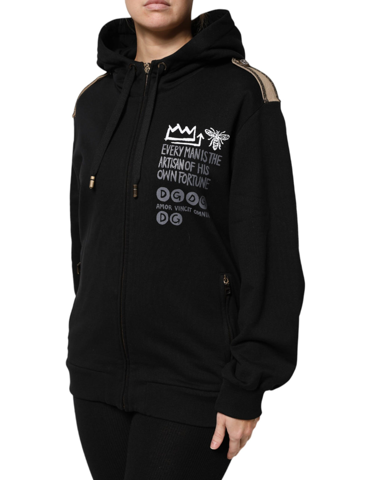 Dolce & Gabbana Black Logo Hooded Full Zip Sweatshirt Jacket
