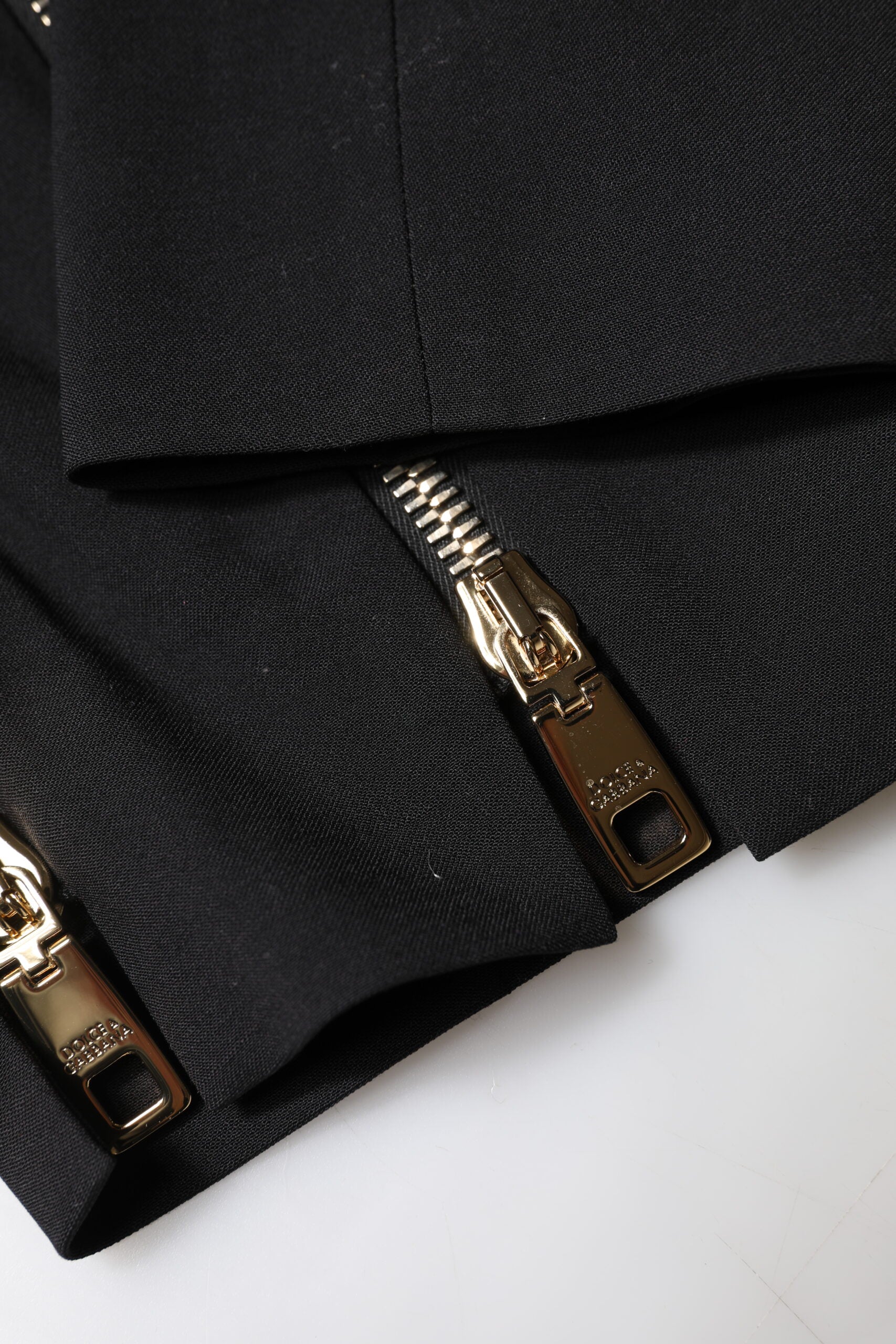 Dolce & Gabbana Black Wool High Waist Zipper Tapered Pants Dolce & Gabbana