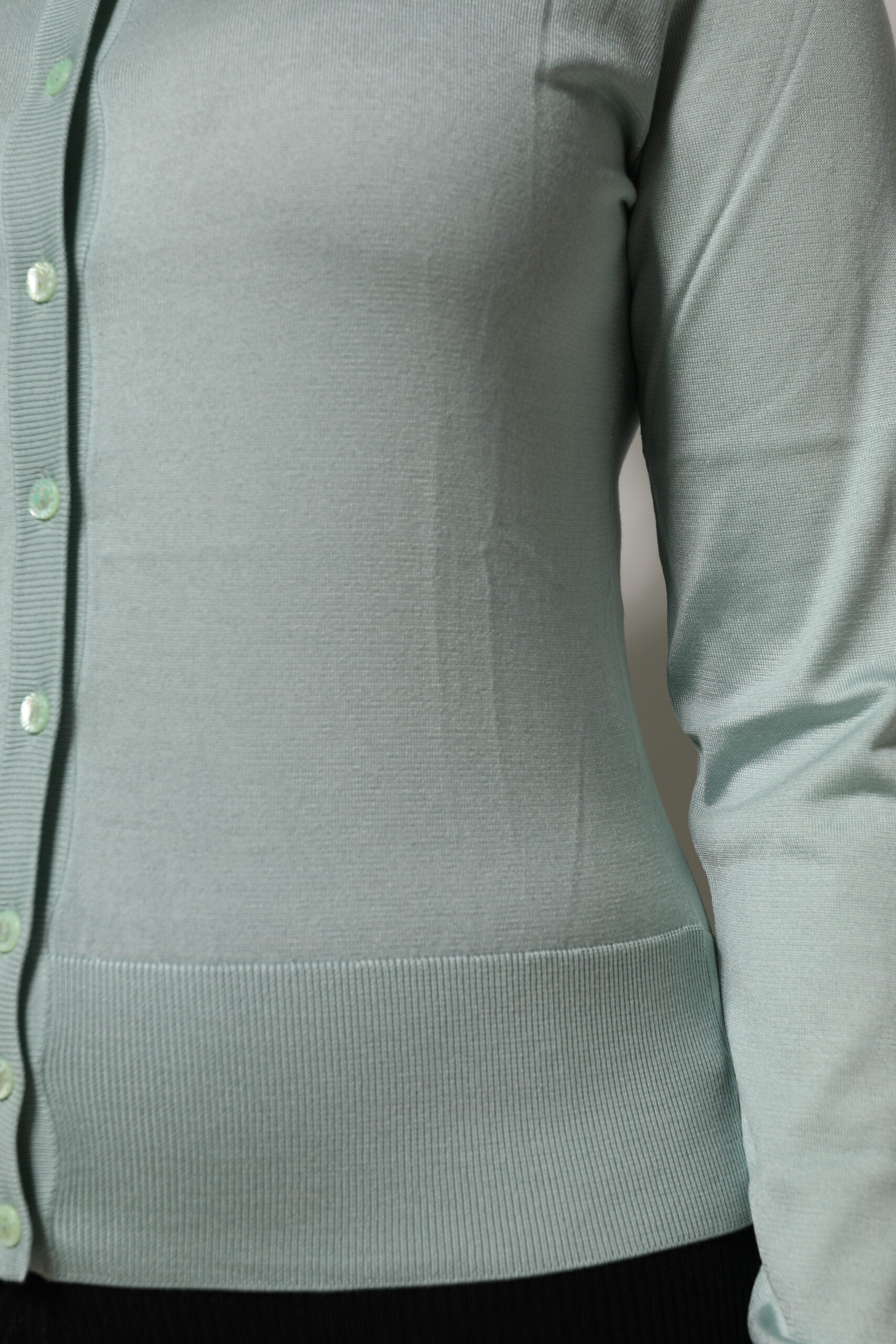 Dolce & Gabbana Light Green Silk Button Down Cardigan Sweater Dolce & Gabbana