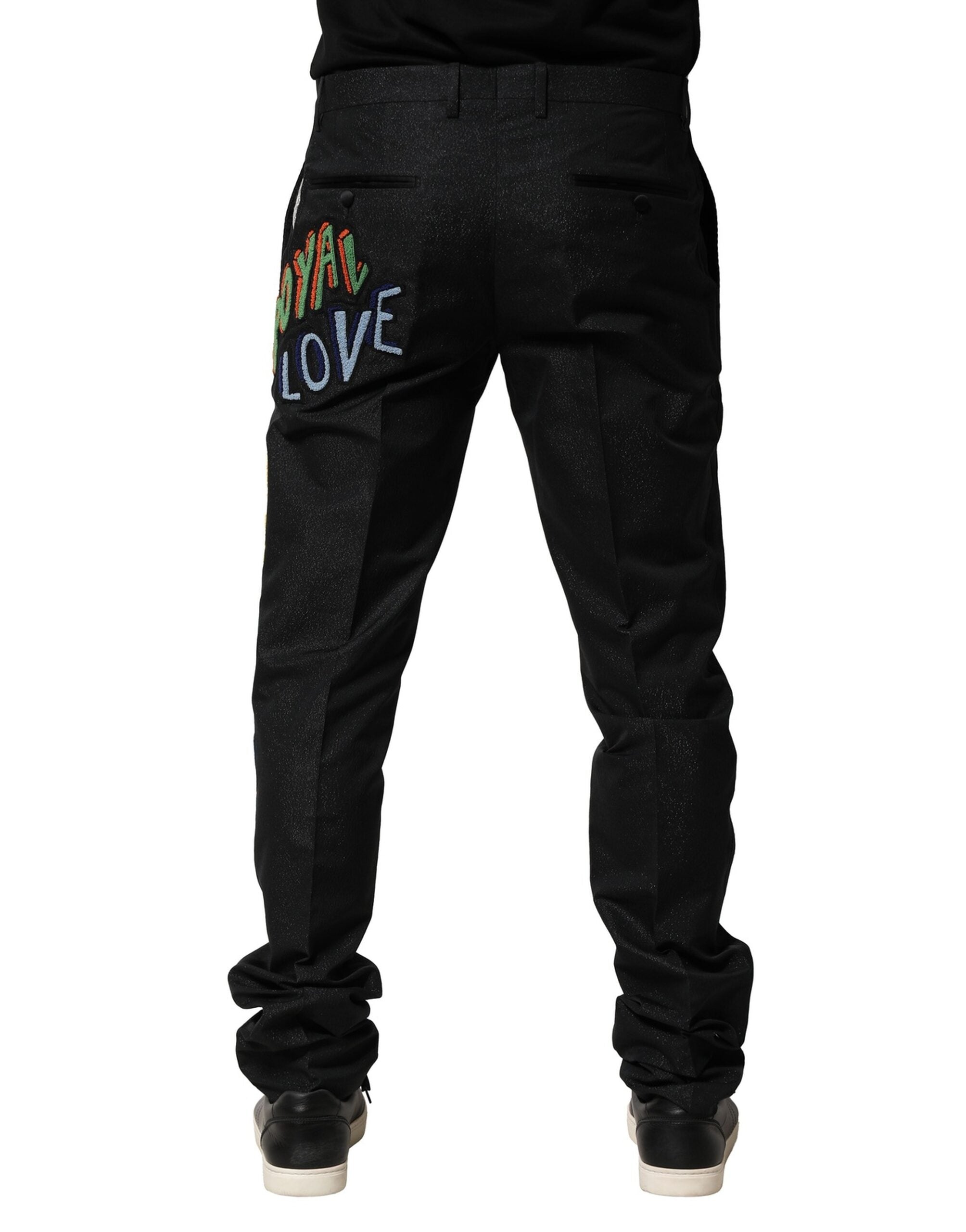 Dolce & Gabbana Black Graphic Embroidery Men Pants Dolce & Gabbana