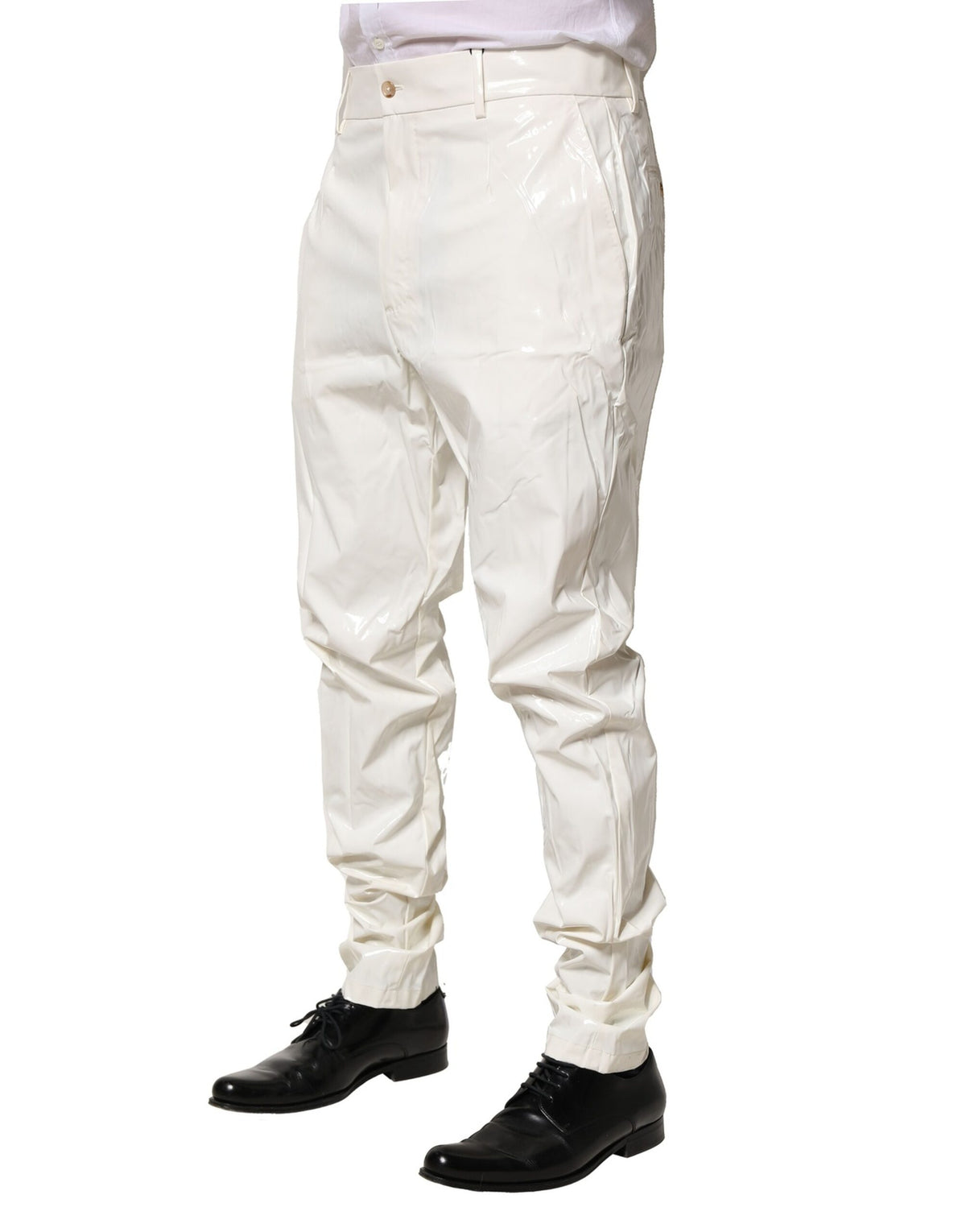Dolce & Gabbana White Nylon Tapered Dress Men Pants