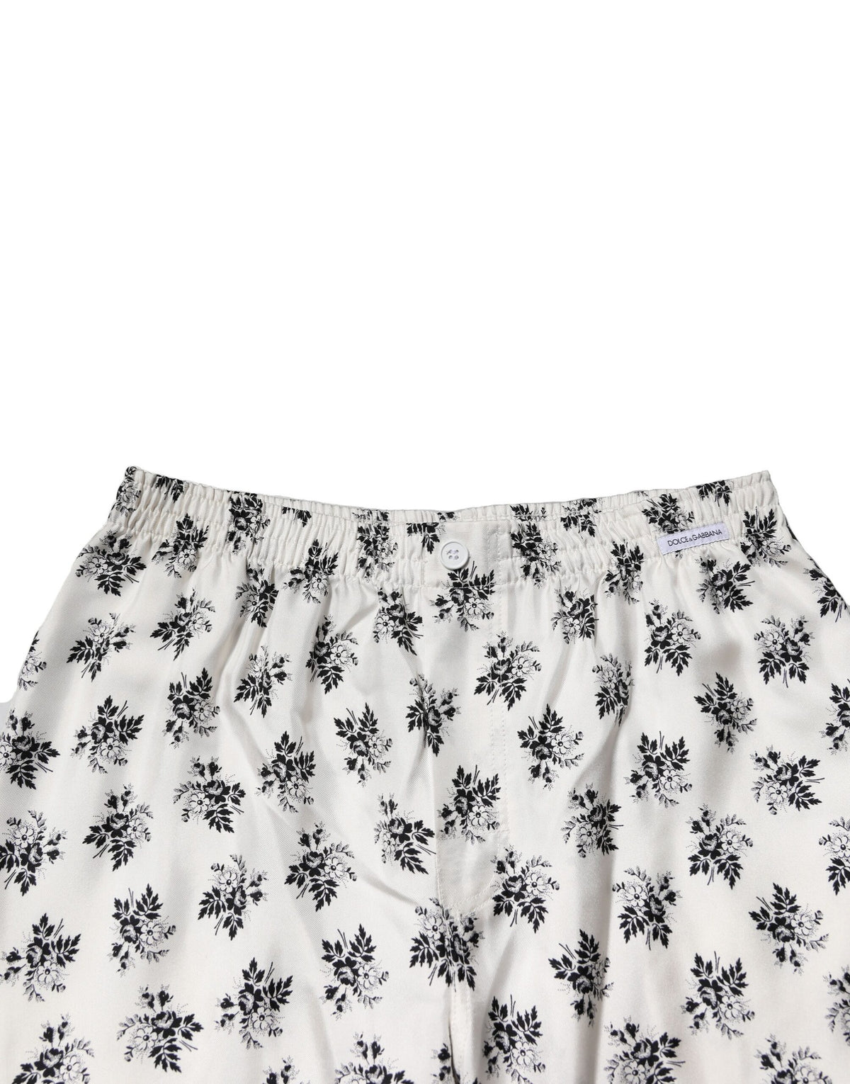 Dolce & Gabbana White Floral Silk Casual Lounge Pants