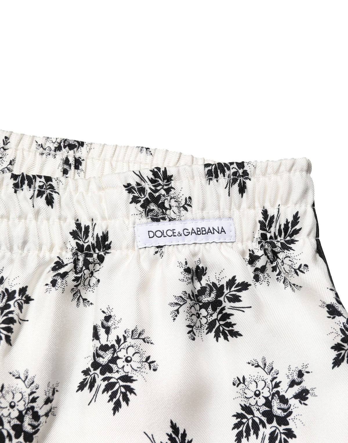 Dolce & Gabbana White Floral Silk Casual Lounge Pants