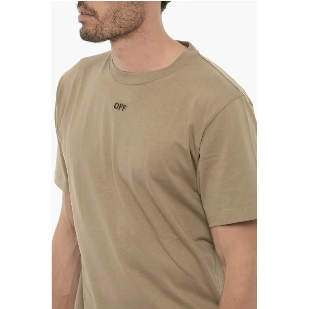 Off-White Slim Fit Crew-neck T-Shirt with Embroidered Logo Off-White