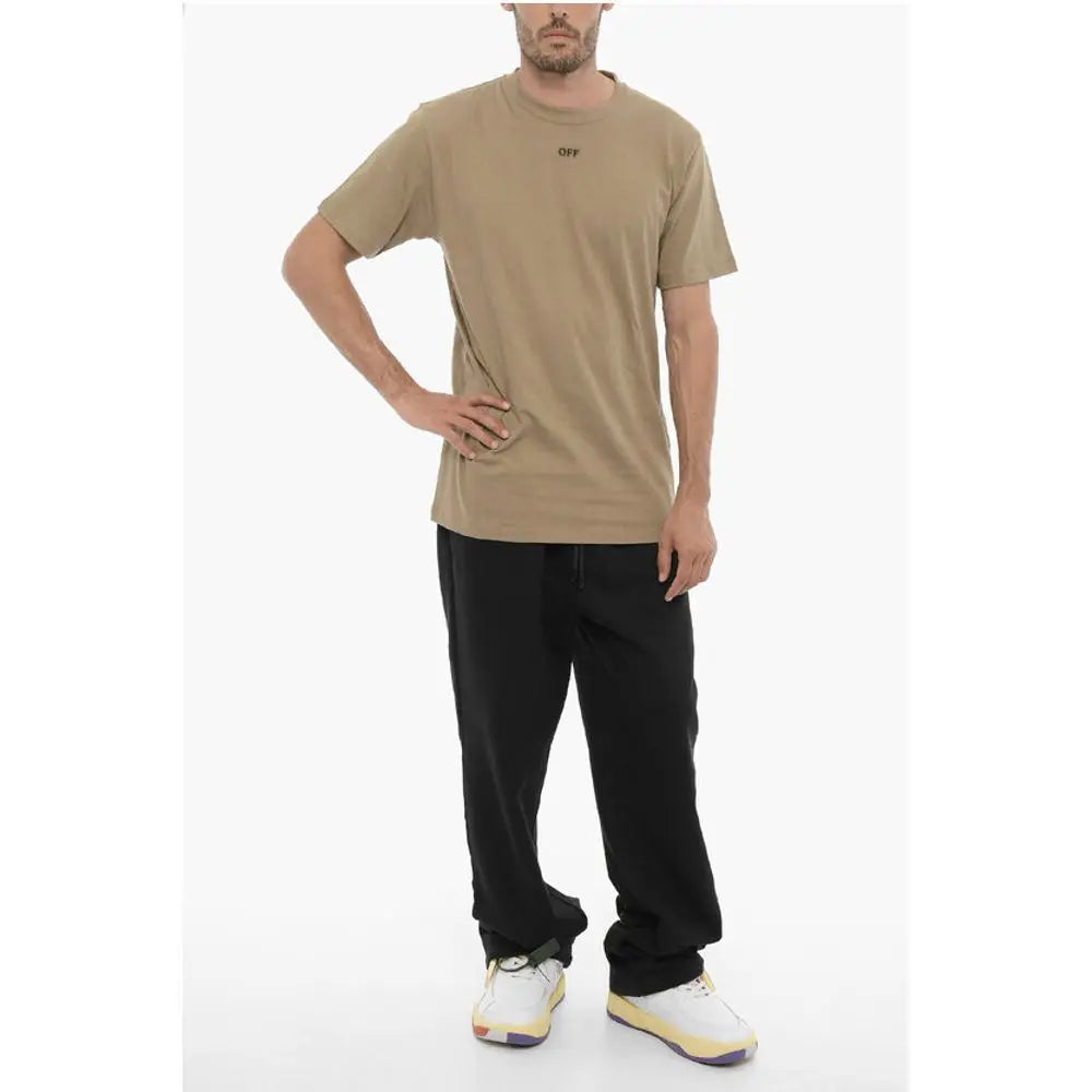 Off-White Slim Fit Crew-neck T-Shirt with Embroidered Logo Off-White