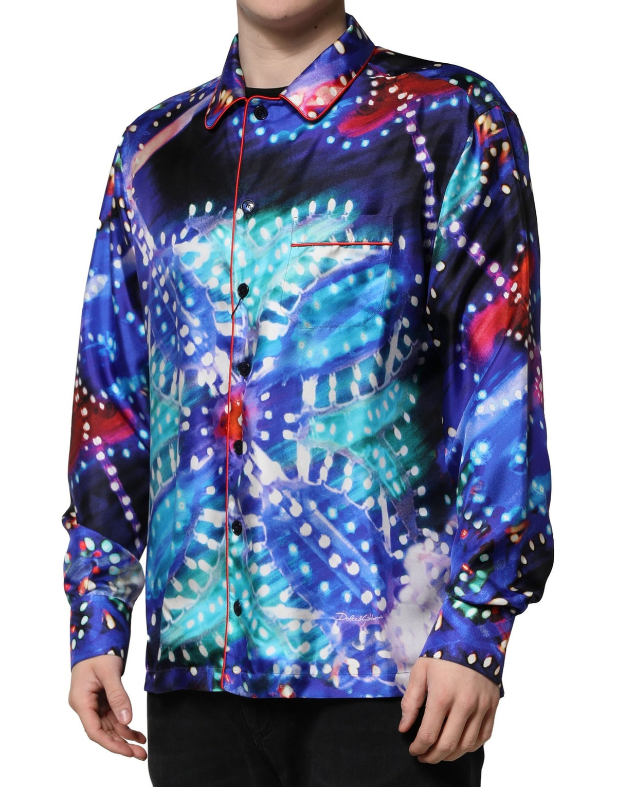 Dolce & Gabbana Multicolor Printed Silk Lounge Casual Shirt