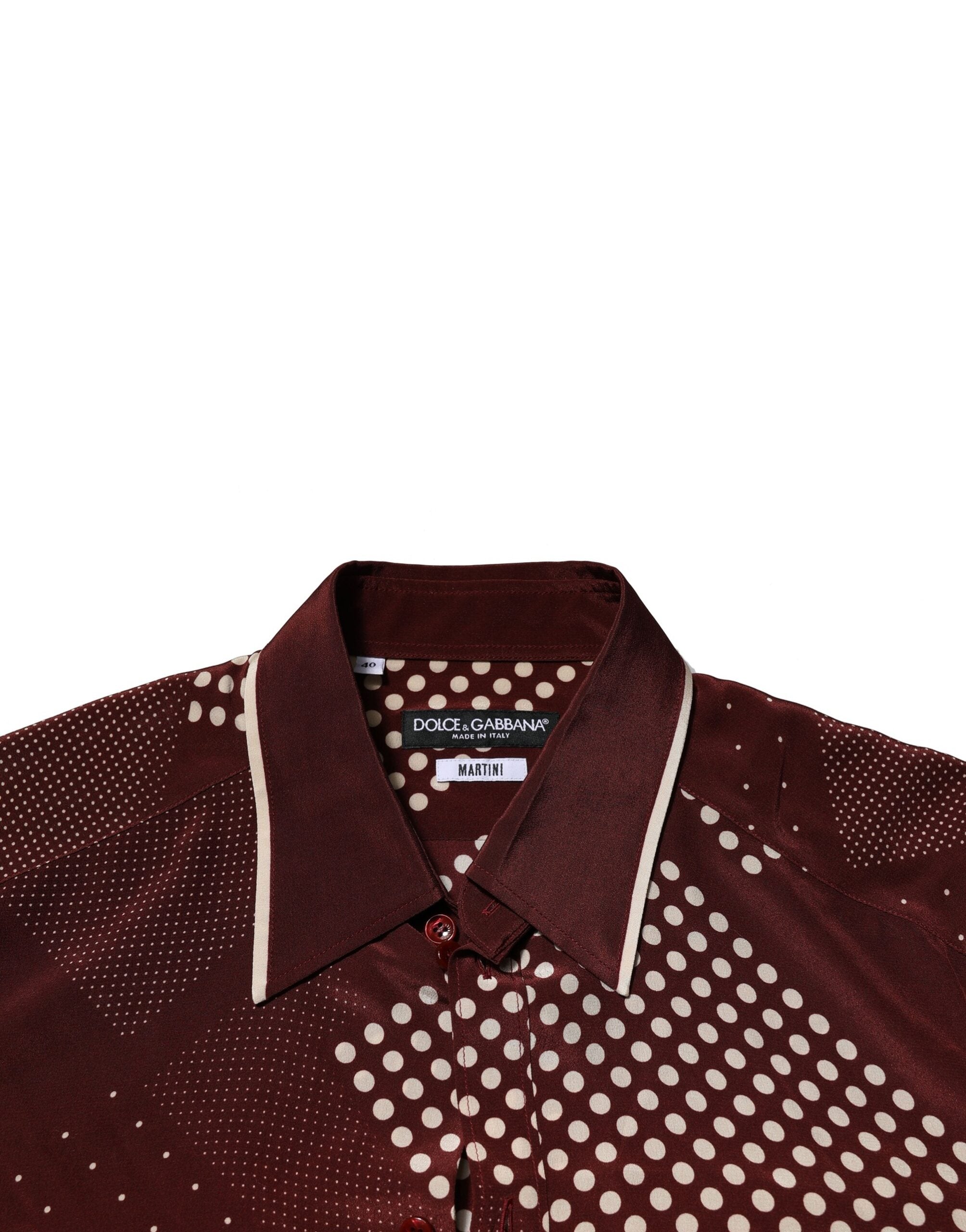 Dolce & Gabbana Maroon Dotted Silk Long Sleeve Casual Shirt Dolce & Gabbana