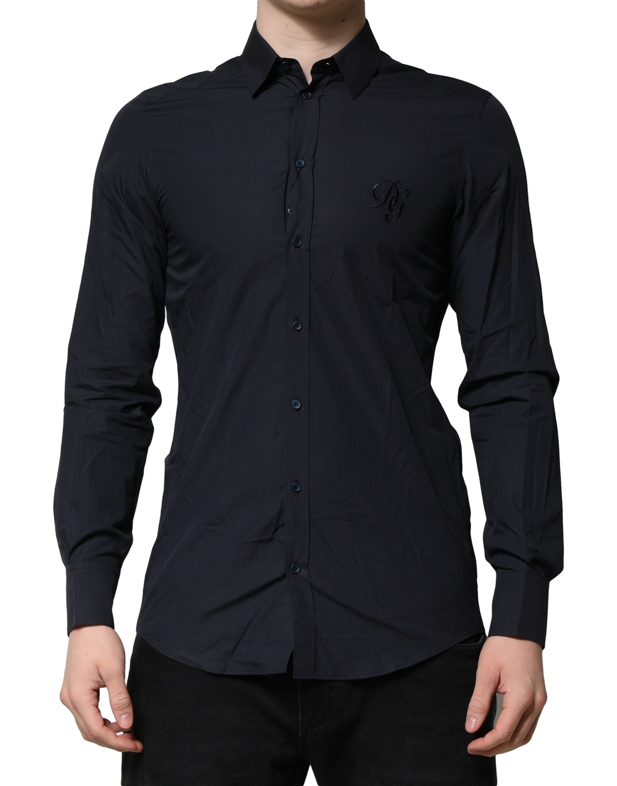 Dolce & Gabbana Dark Blue MARTINI Cotton Dress Formal Shirt Dolce & Gabbana