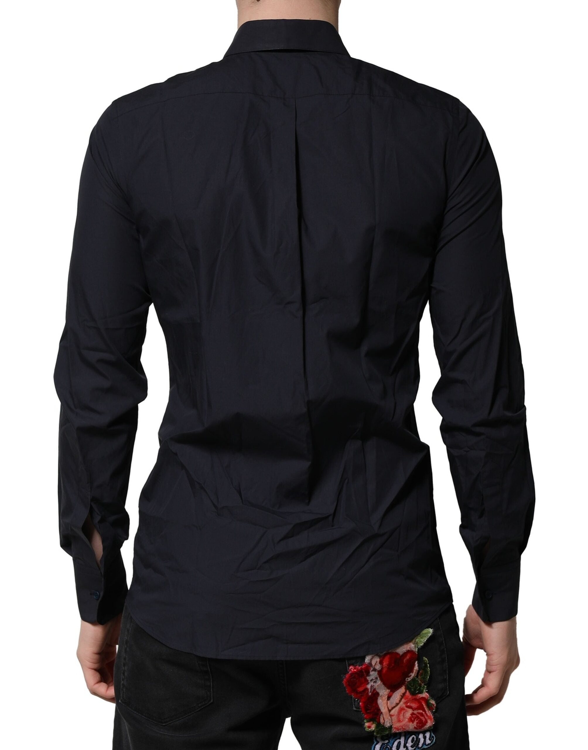 Dolce & Gabbana Dark Blue MARTINI Cotton Dress Formal Shirt Dolce & Gabbana