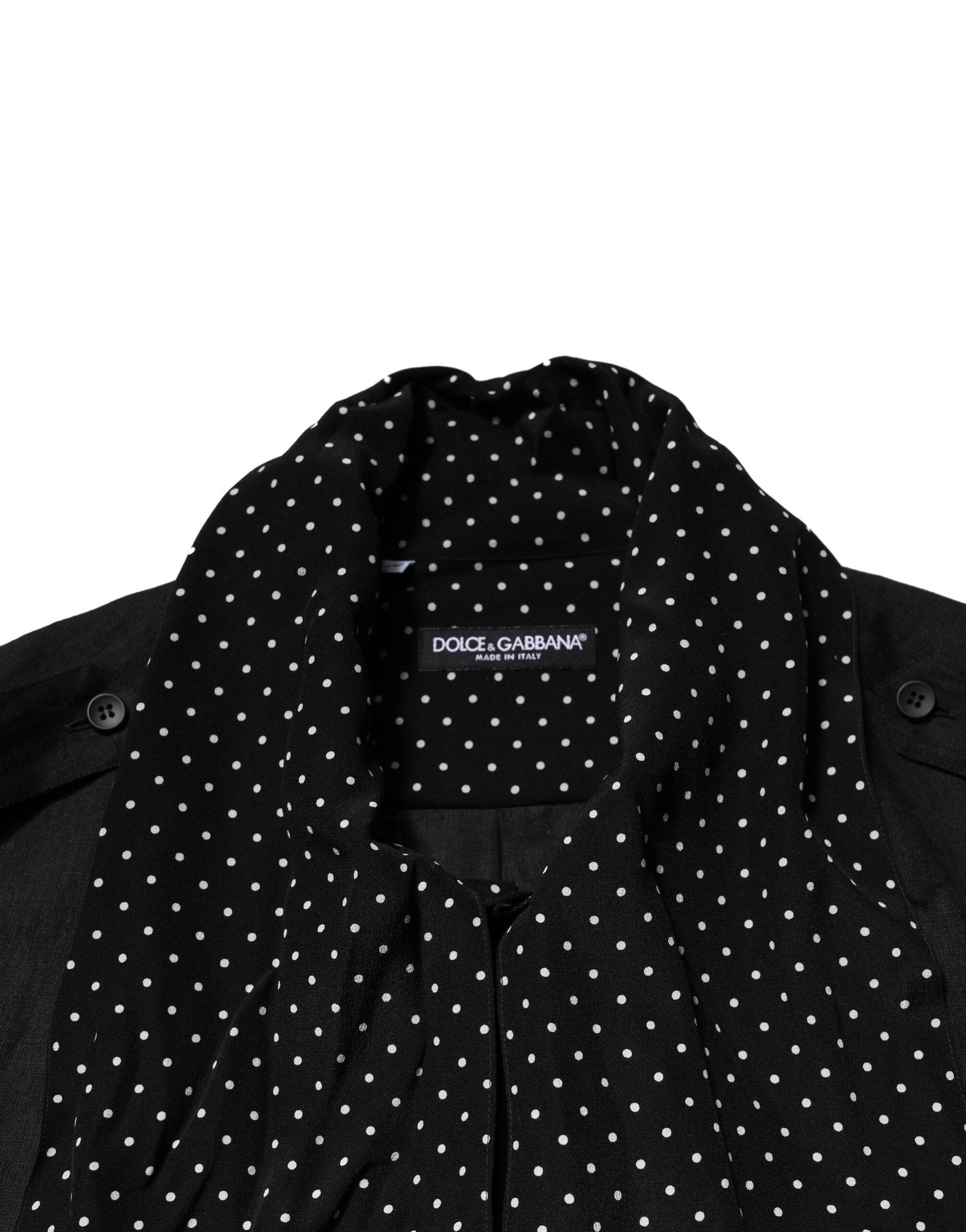 Dolce & Gabbana Black Polka Dot Collar Tie Neck Casual Shirt Dolce & Gabbana