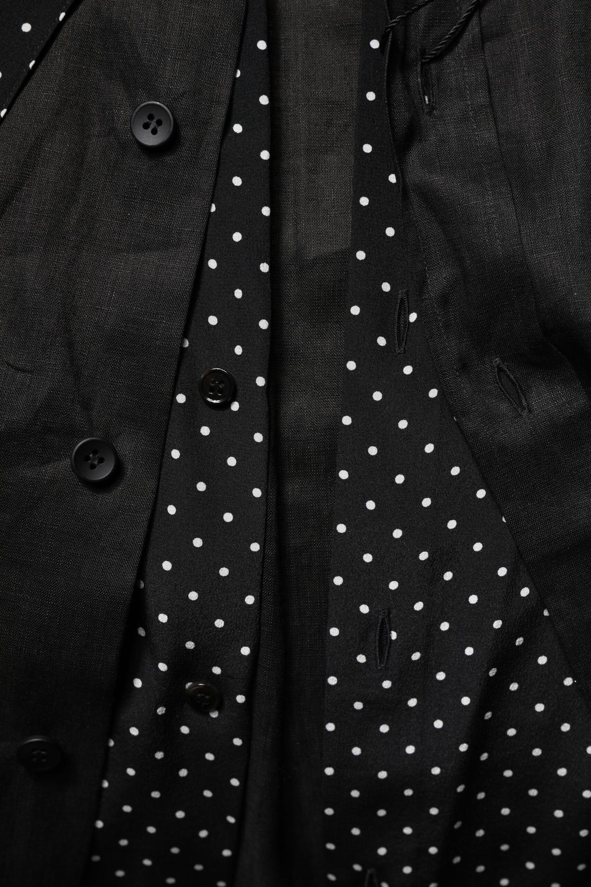 Dolce & Gabbana Black Polka Dot Collar Tie Neck Casual Shirt
