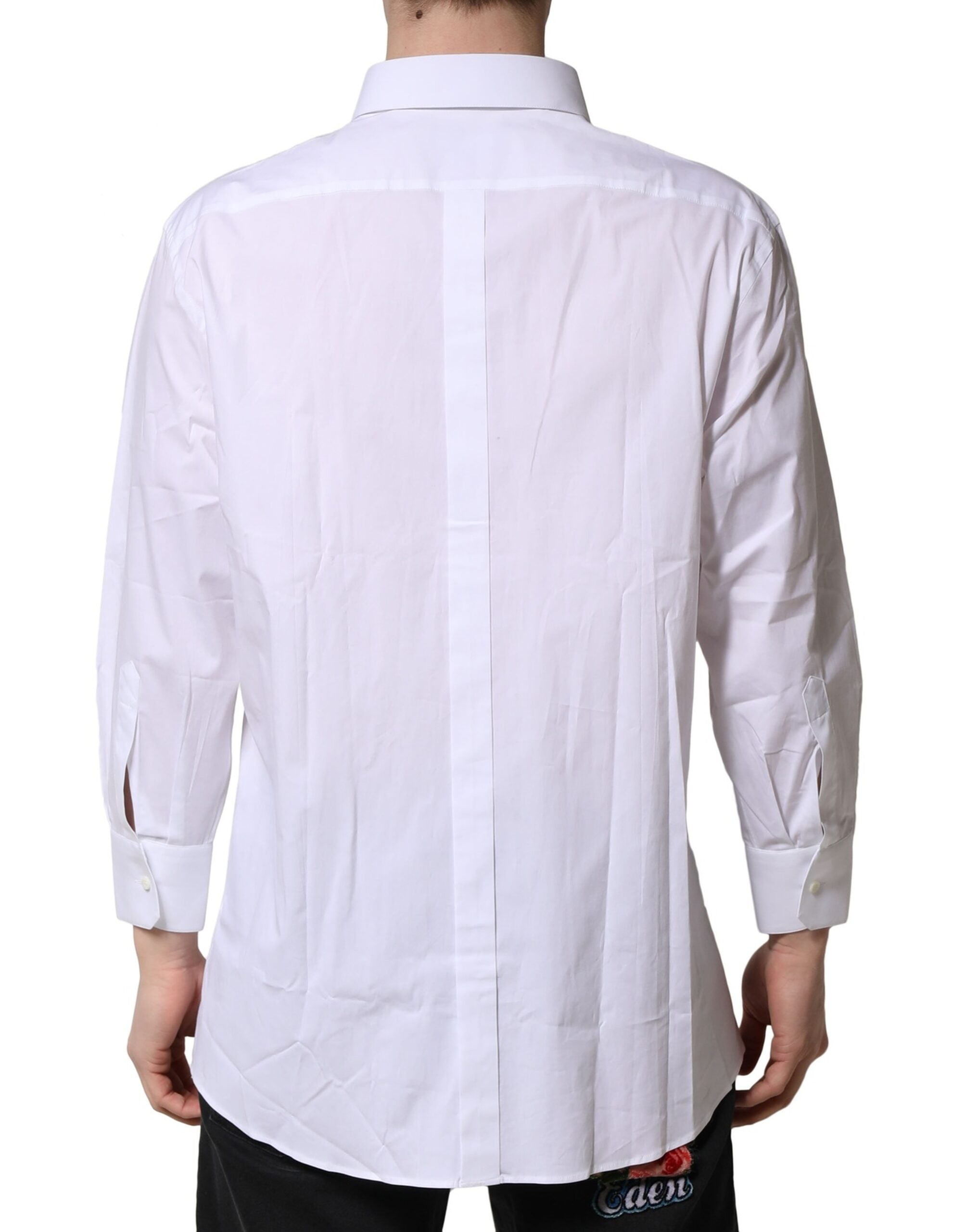 Dolce & Gabbana White GOLD Long Sleeves Dress Formal Shirt Dolce & Gabbana