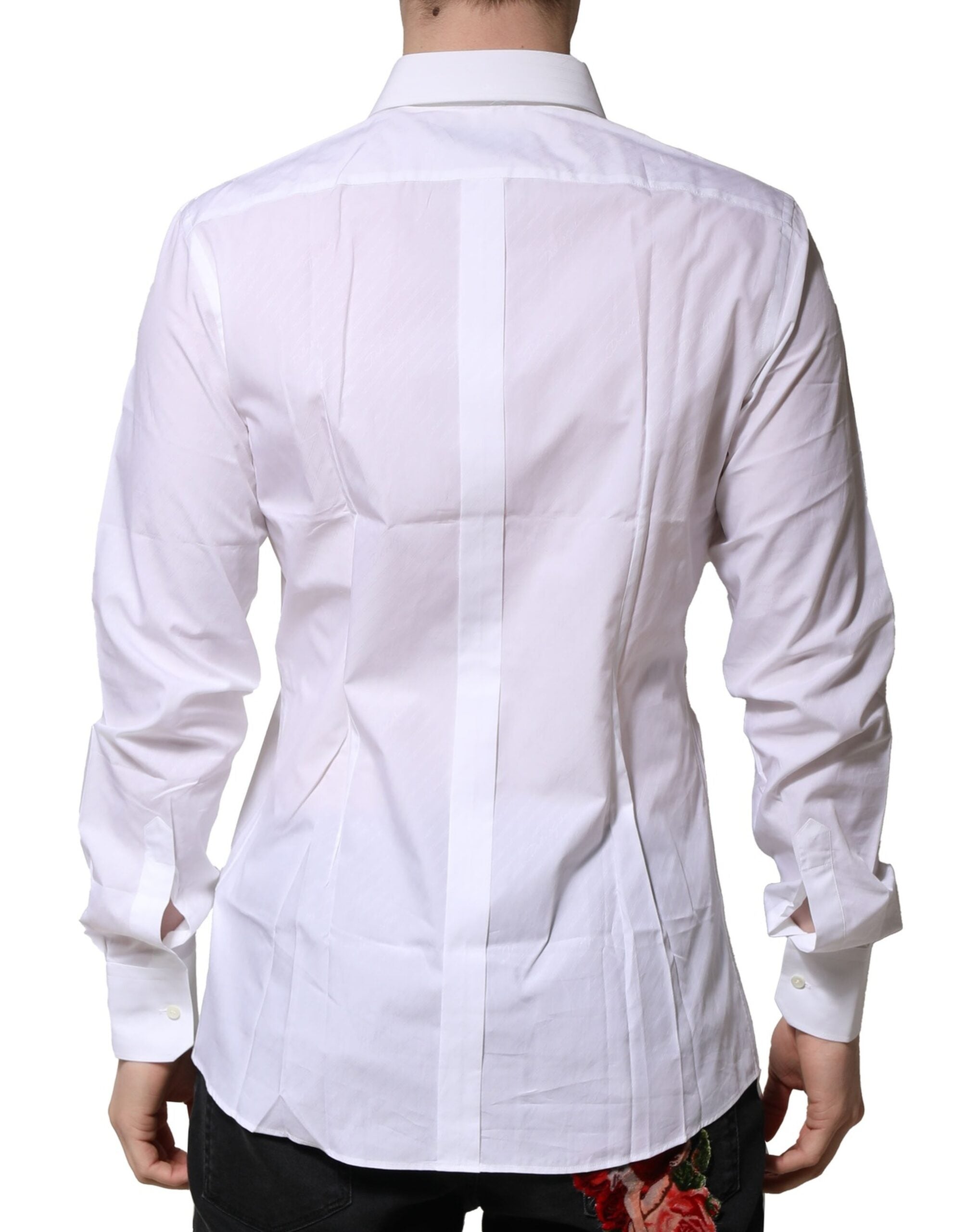 Dolce & Gabbana White GOLD Long Sleeves Men Dress Formal Shirt Dolce & Gabbana