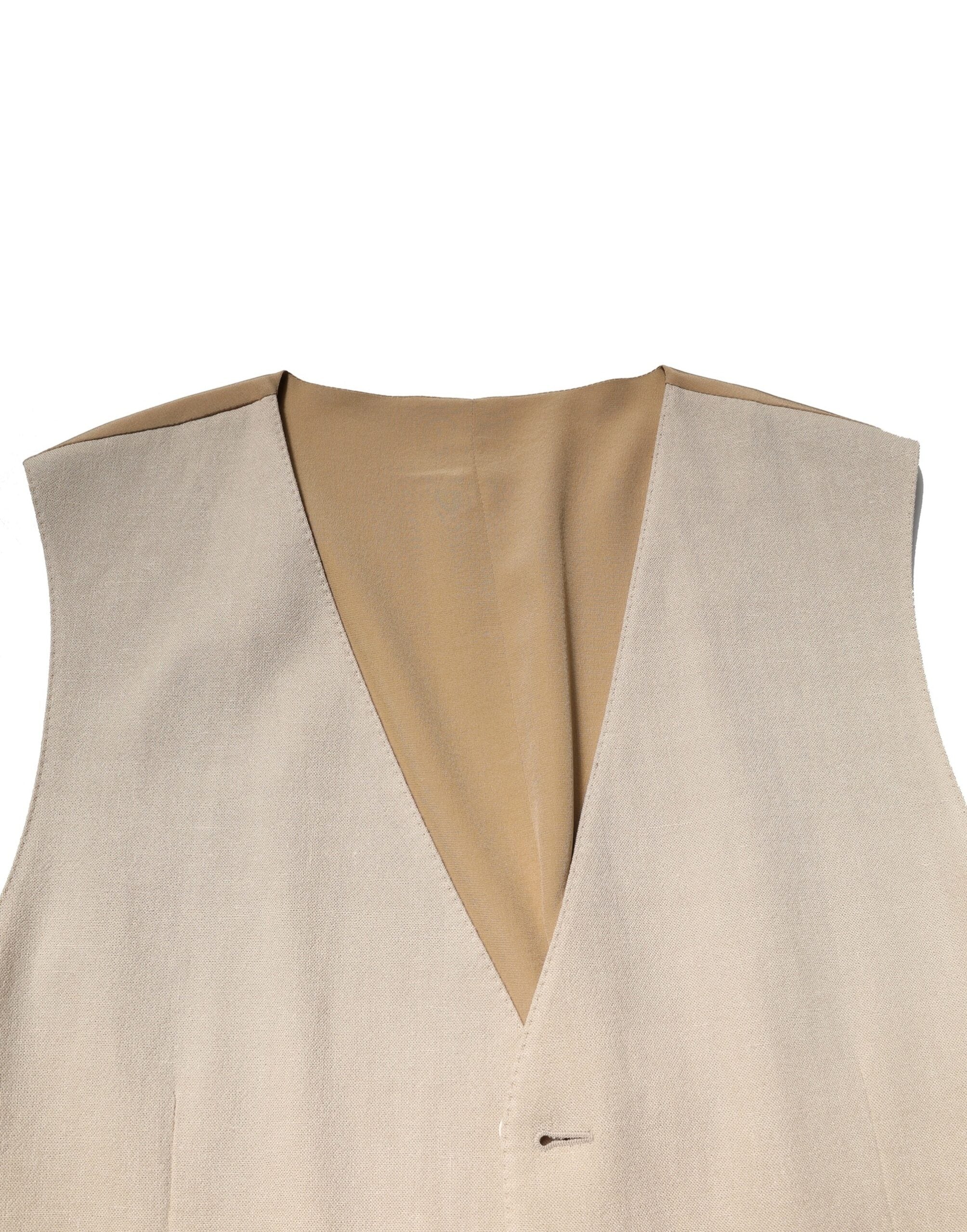 Dolce & Gabbana Beige Linen Dress Formal Men Waistcoat Vest Dolce & Gabbana