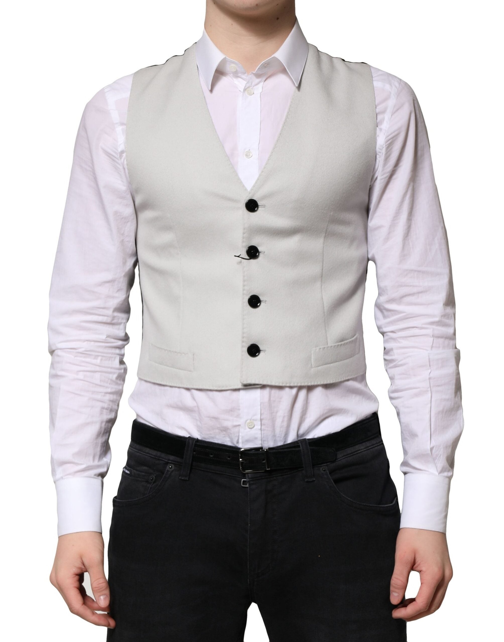 Dolce & Gabbana Gray Wool Dress Formal Men Waistcoat Vest Dolce & Gabbana