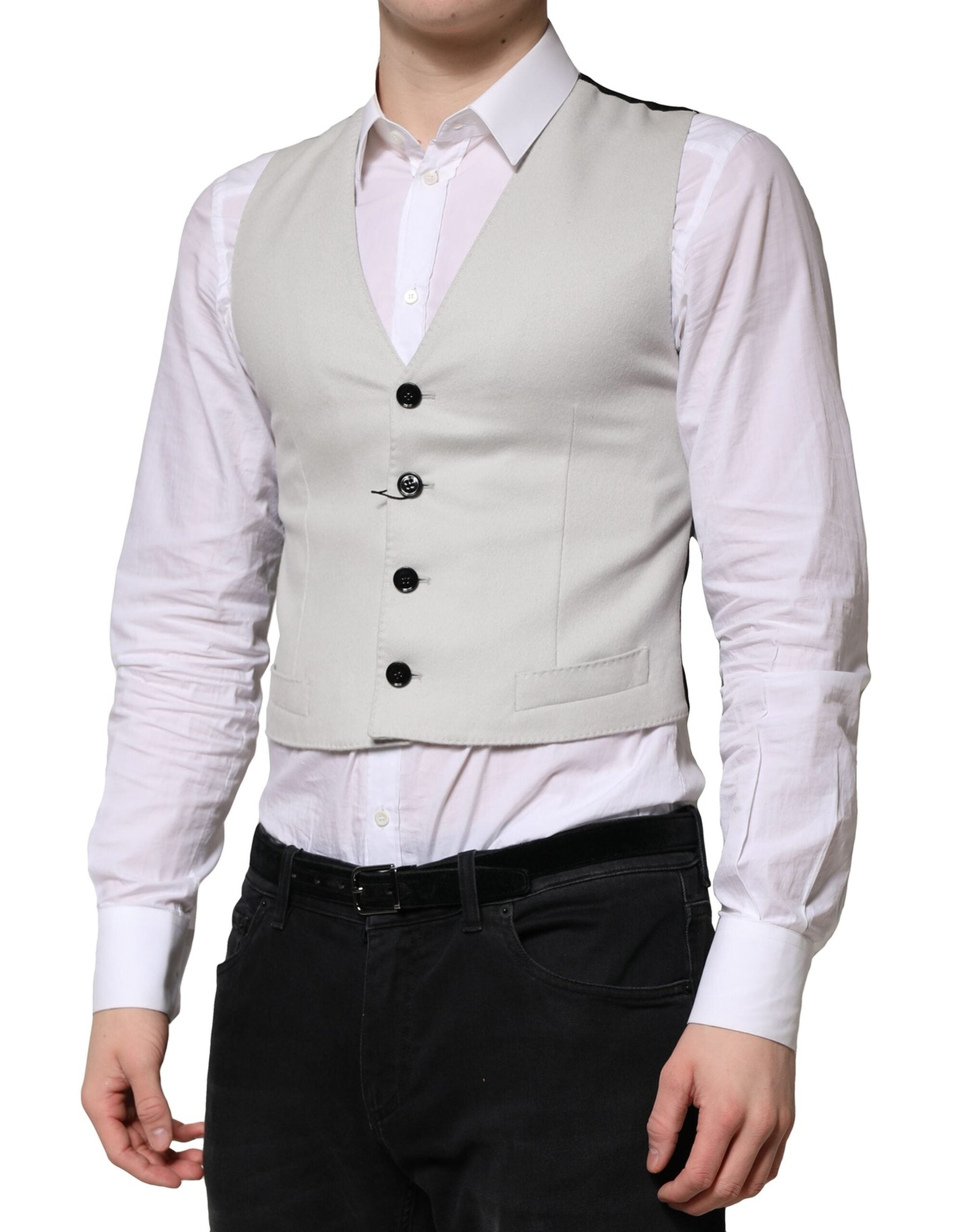 Dolce & Gabbana Gray Wool Dress Formal Men Waistcoat Vest Dolce & Gabbana