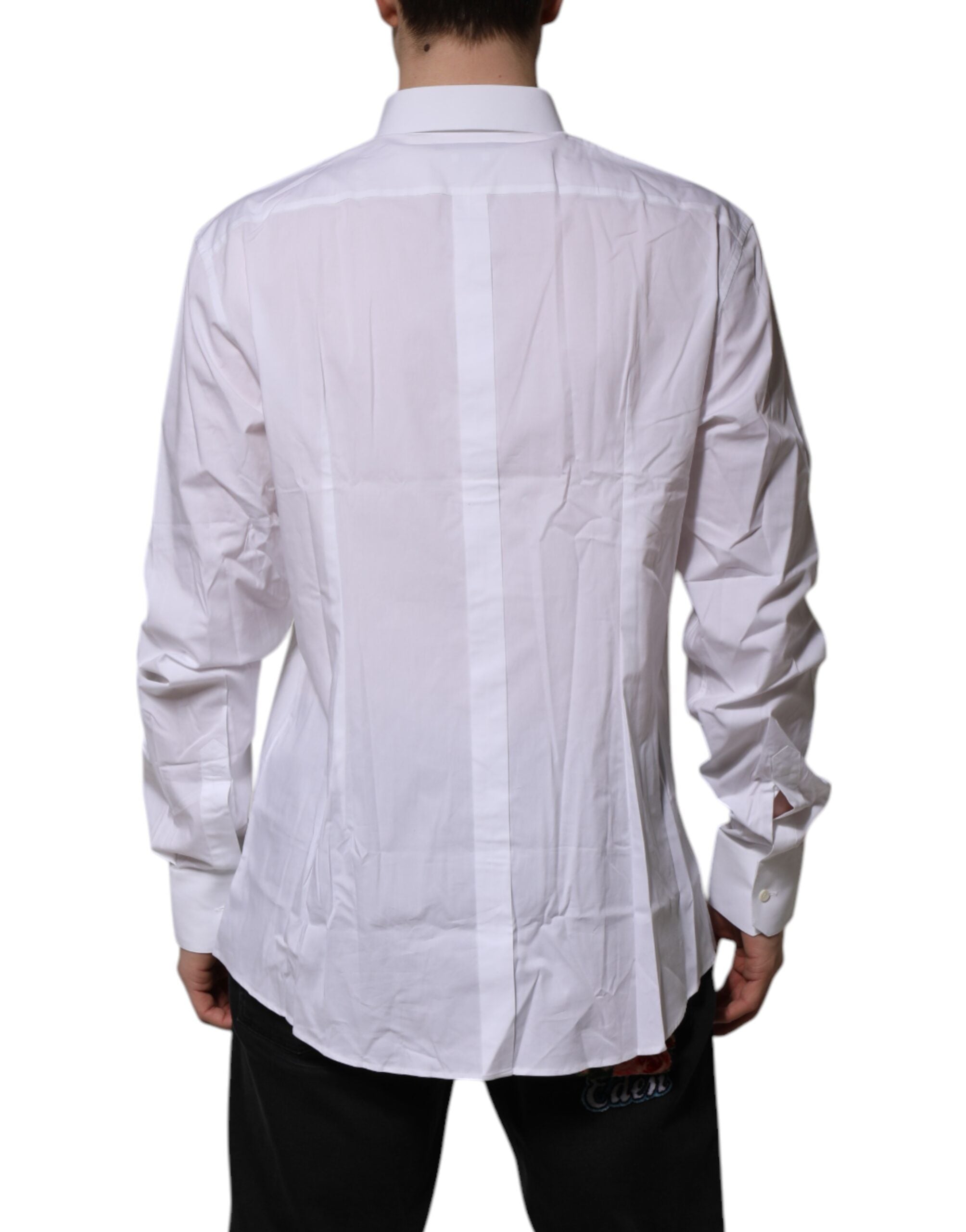 Dolce & Gabbana White Cotton GOLD Long Sleeves Formal Shirt Dolce & Gabbana