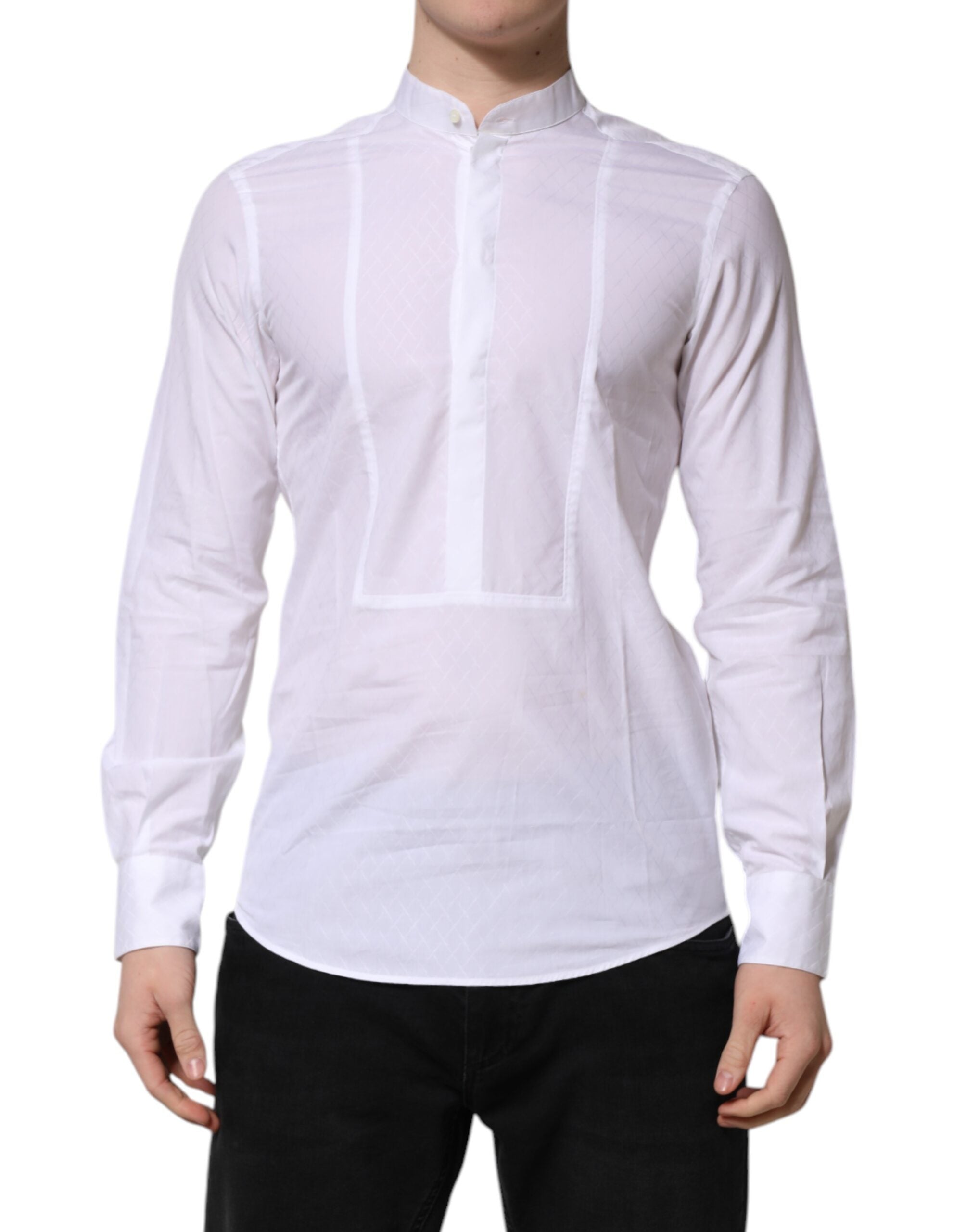 Dolce & Gabbana White Cotton Slim Long Sleeves Formal Shirt Dolce & Gabbana