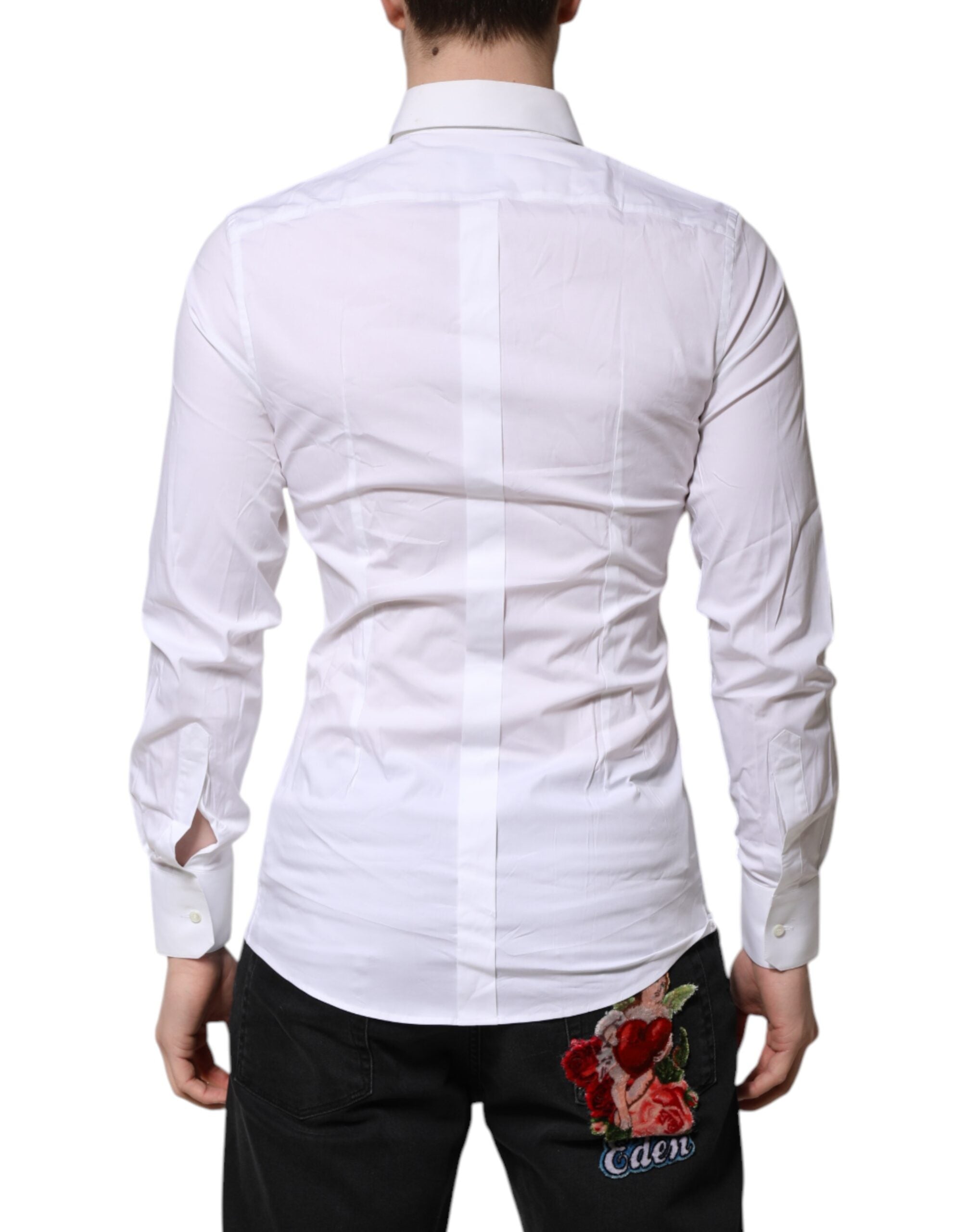 Dolce & Gabbana White GOLD Long Sleeves Dress Formal Shirt Dolce & Gabbana