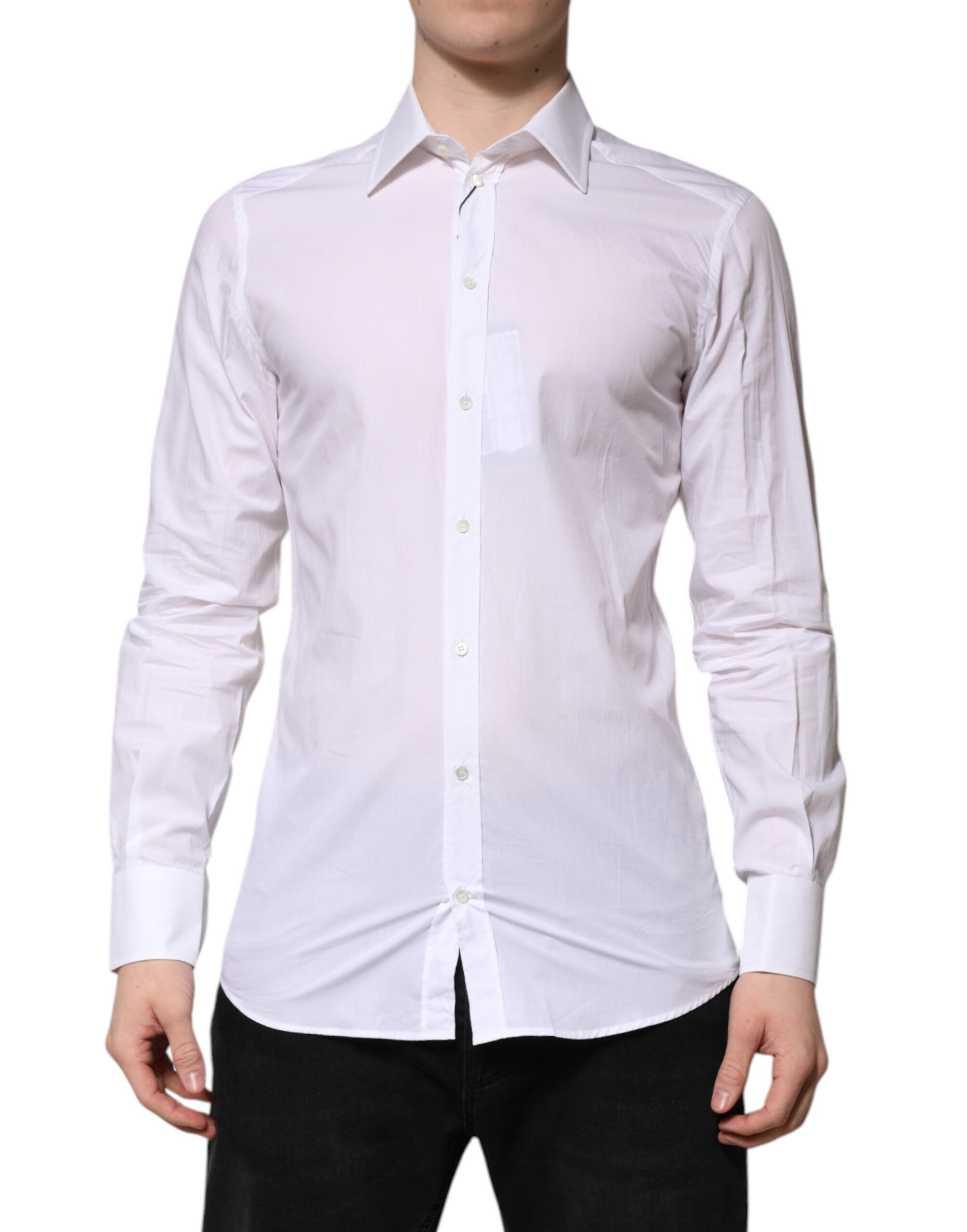 Dolce & Gabbana White GOLD Long Sleeves Dress Formal Shirt Dolce & Gabbana