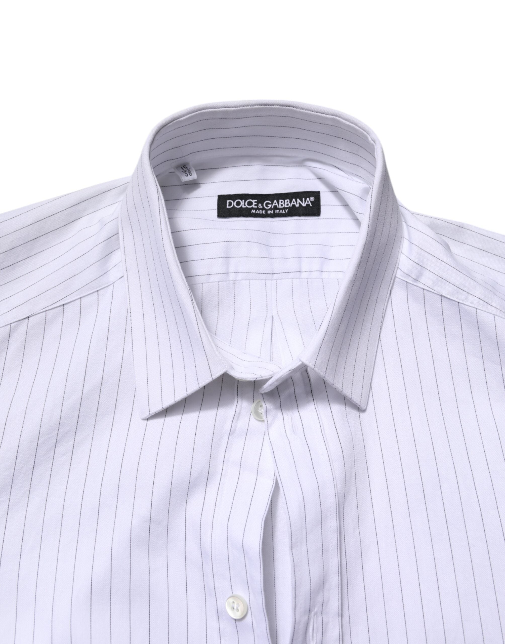 Dolce & Gabbana White Stripes Cotton Long Sleeve Formal Shirt Dolce & Gabbana