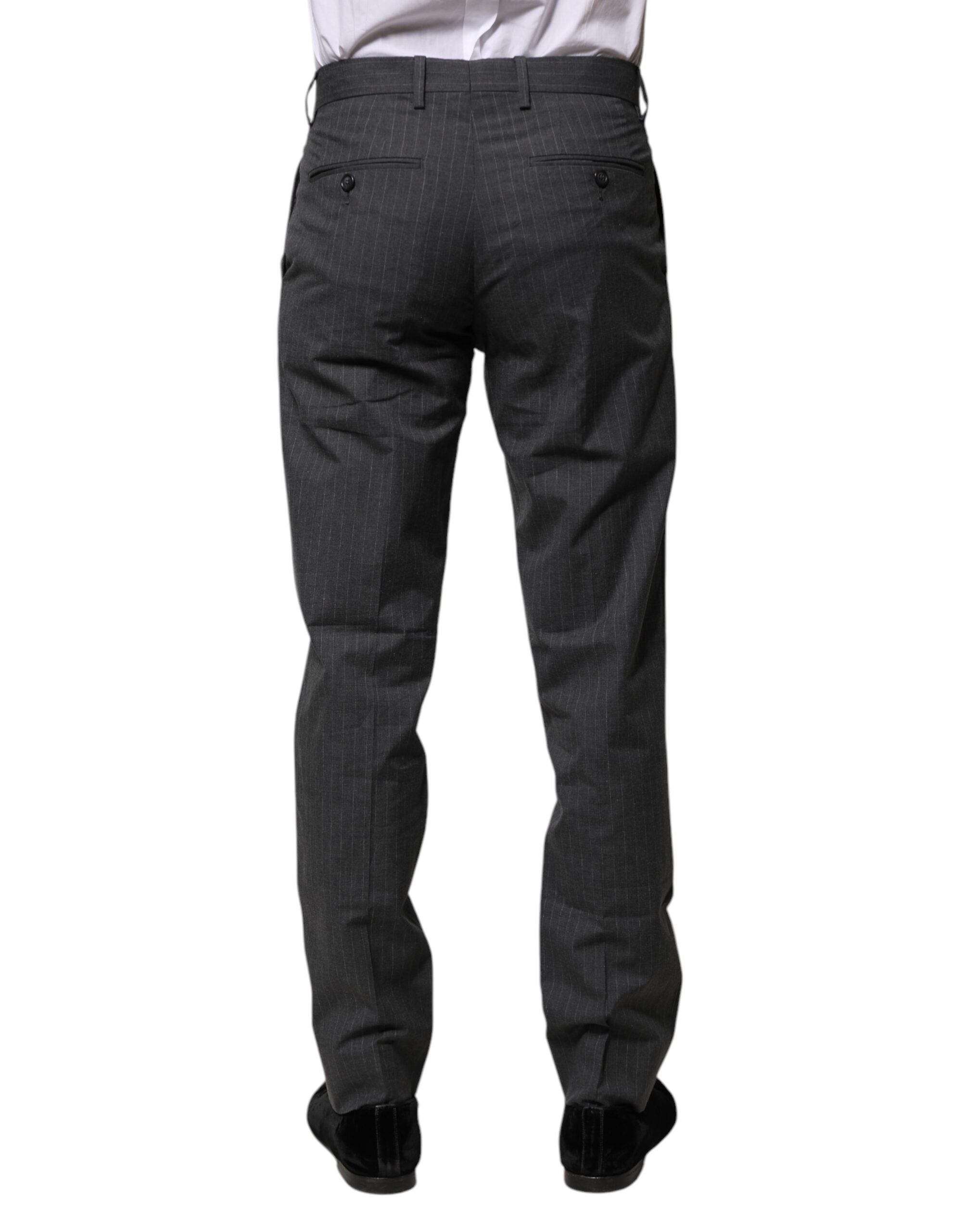 Dolce & Gabbana Gray Striped Cotton Formal Pants Dolce & Gabbana