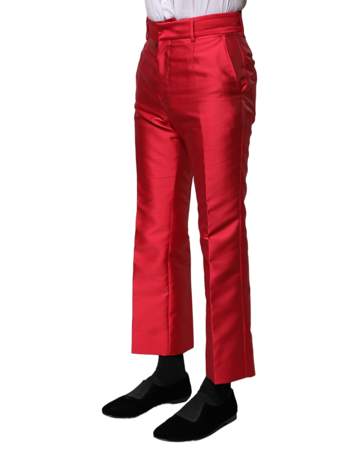 Dolce & Gabbana Red Polyester Cropped Dress Pants
