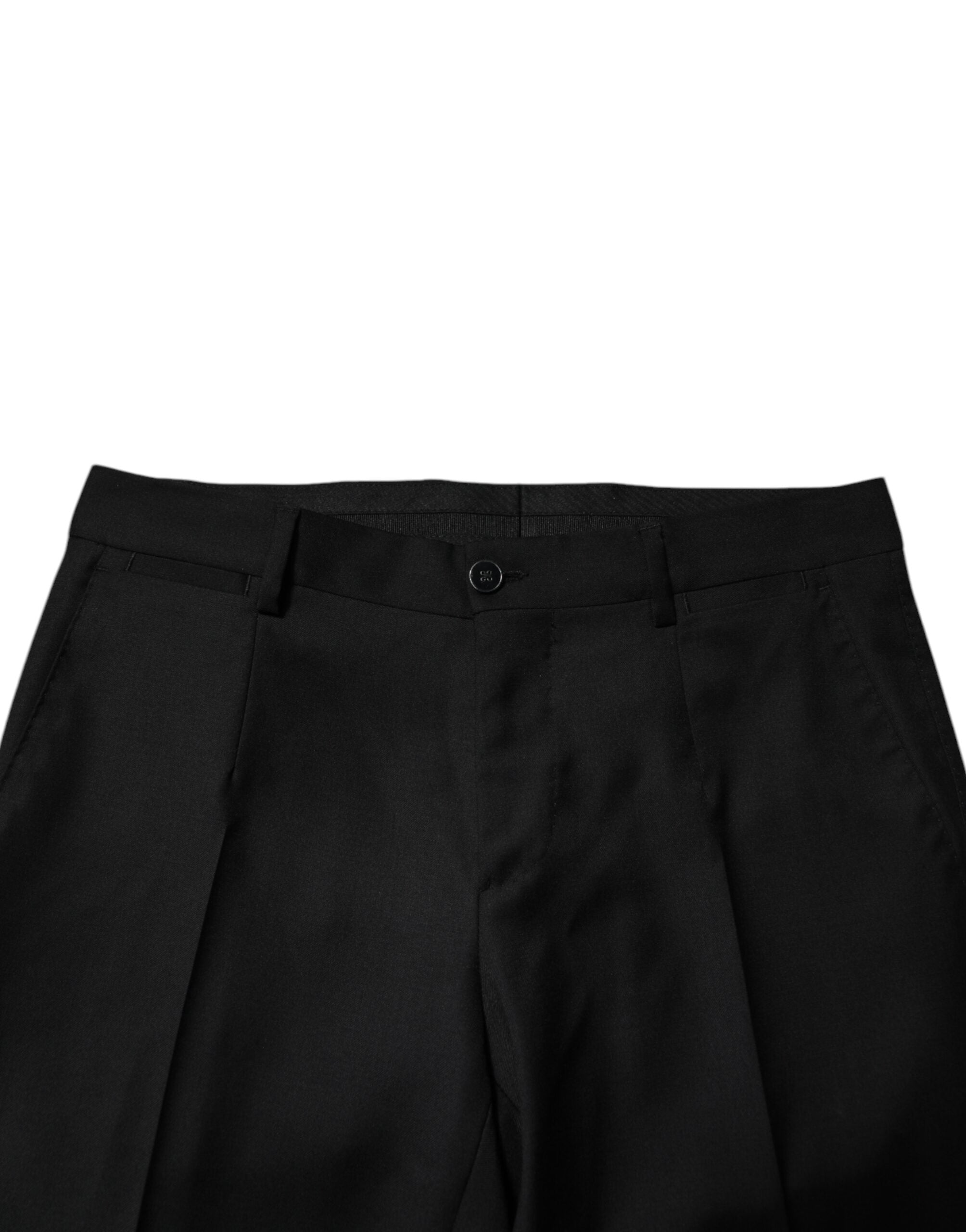 Dolce & Gabbana Black Wool Formal Men Slim Pants Dolce & Gabbana