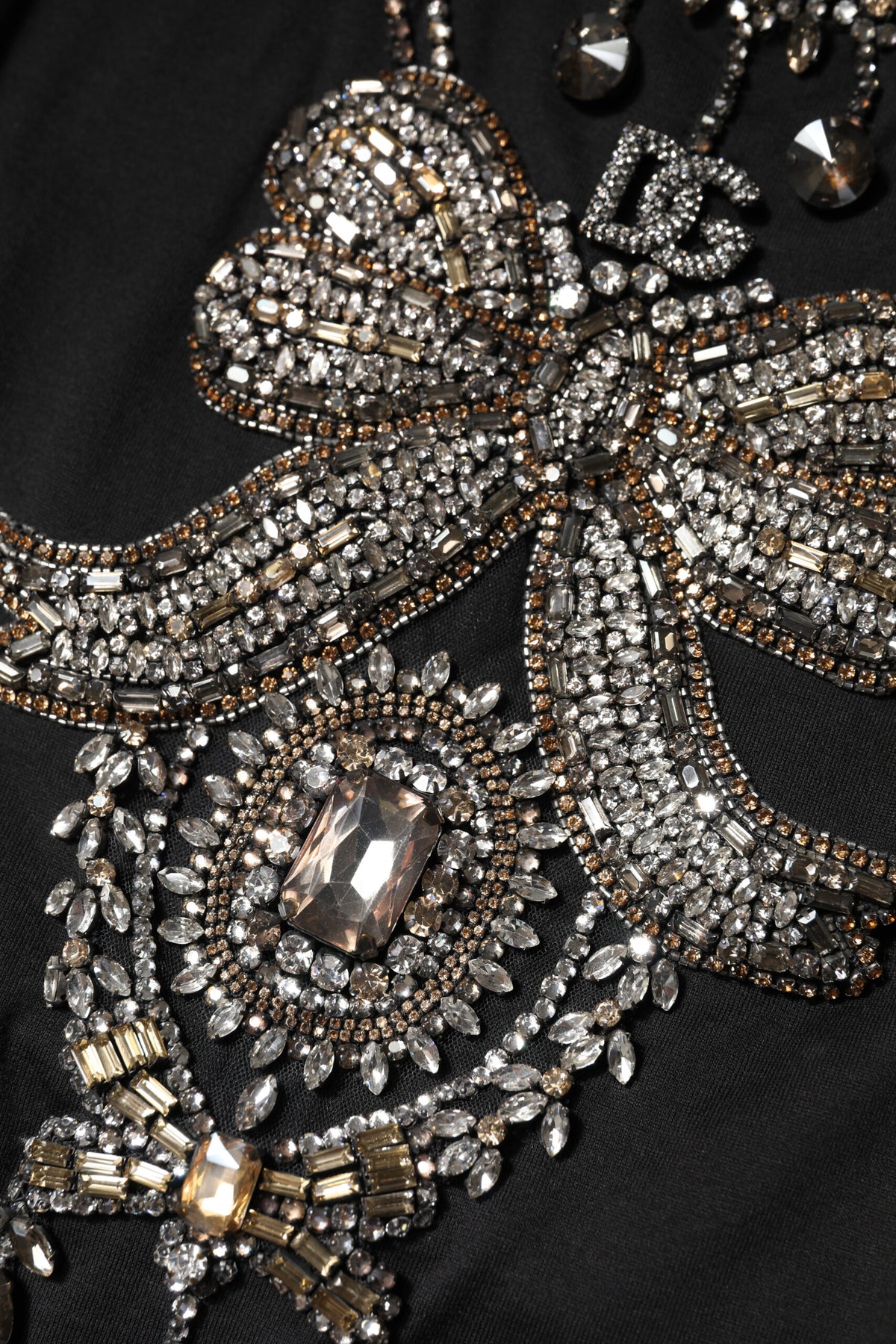 Dolce & Gabbana Black Cotton Rhinestone Embellished Tank Top